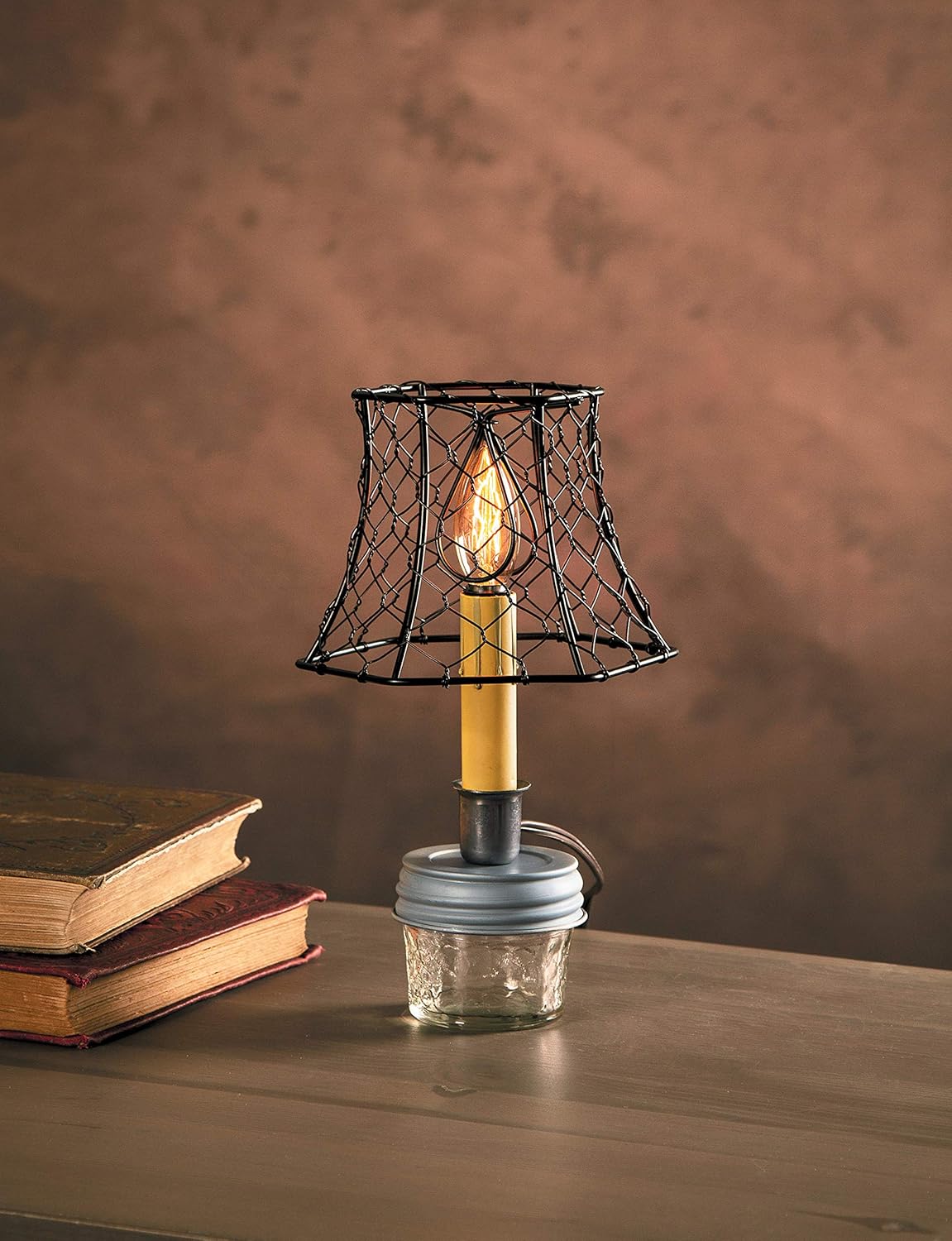 Cleveland Vintage Lighting Clip-On Chicken Wire Lamp Shade: Hexagonal, Black, 5.75 X 5 X 4 Inches