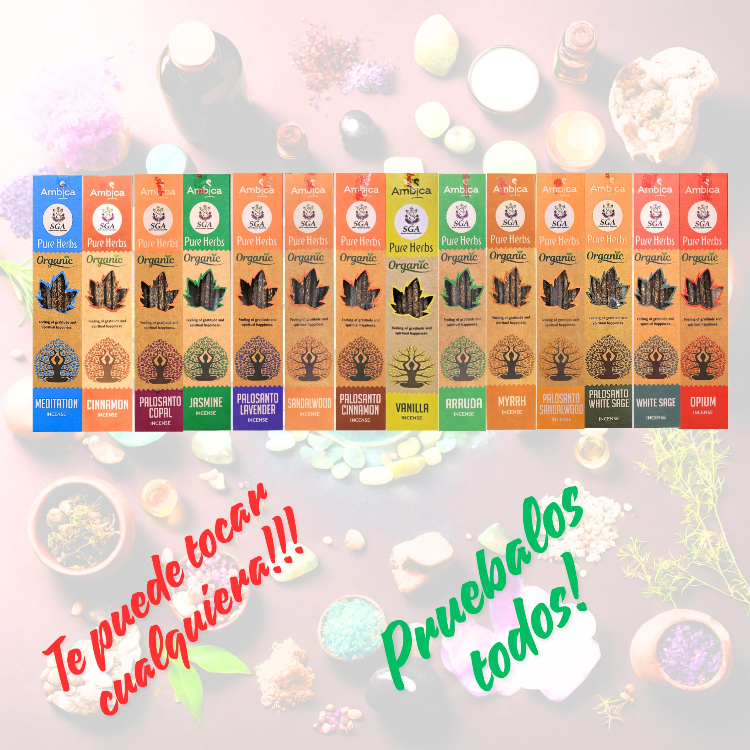 Nag Champa Palo Santo Incienso Natural Orgánico Ecológico Aromaterapia Meditación 5 Aromas