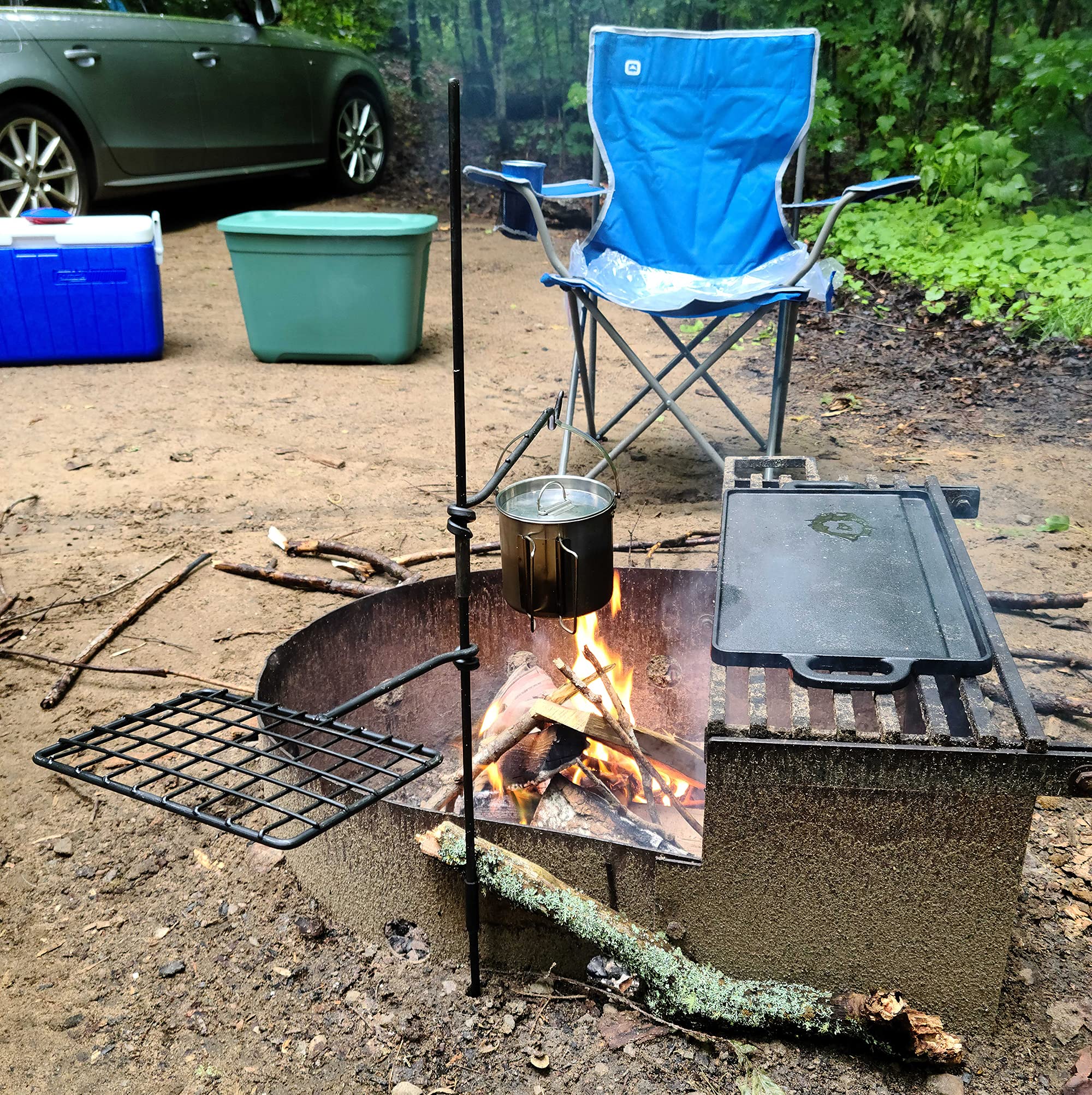 Lord & Field Bushcraft Grill Set, Steel Campfire Cooking Grate Swivel