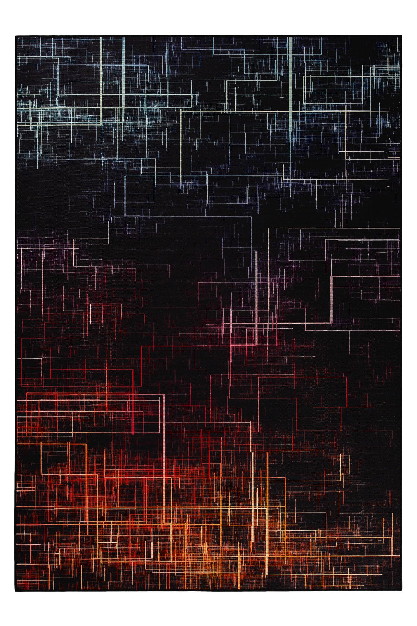 WECONhome Tkany dywan dla graczy, futurystyczny design, antypoślizgowy, idealny do Twojego pokoju gamingowego – Quantum Warp (110 x 160 cm, czarny)