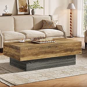 Tribesigns Farmhouse Wood Coffee Table, 55-Inch Rectangle Large Tea ...