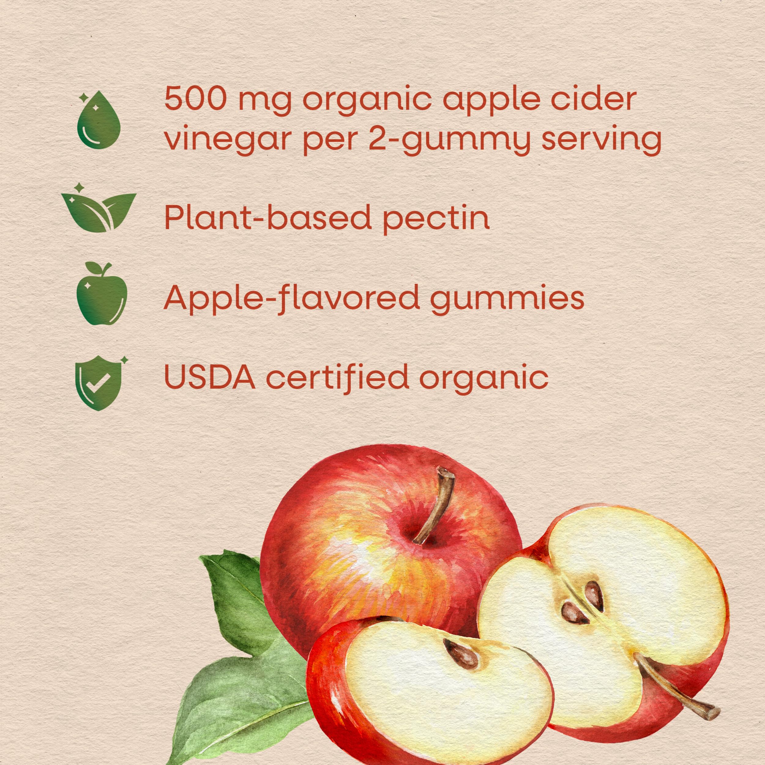 Nature's Way Organic Apple Cider Vinegar Gummies, Apple Flavored, 60 ct — Amazon image 3