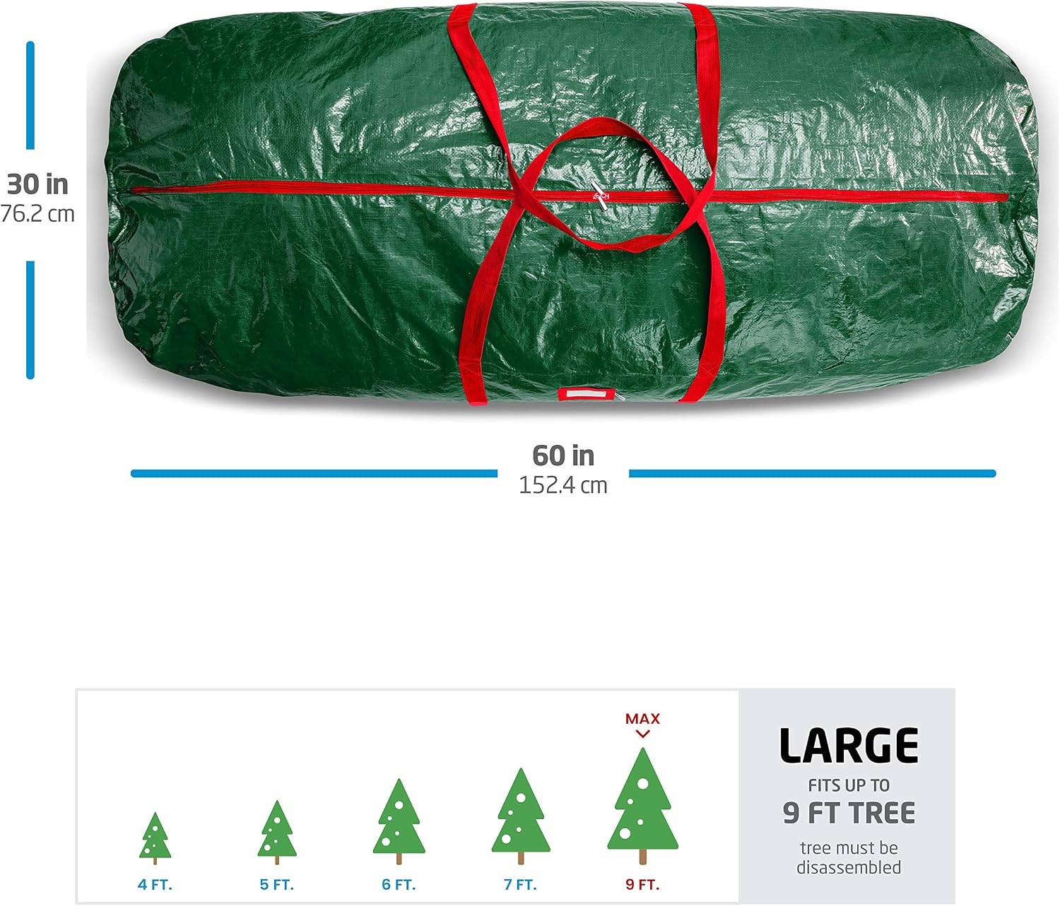 Artificial Christmas Tree Storage Bag - Fits Up to 9 Foot Holiday Xmas Disassembled Trees with Durable Reinforced Handles & Dual Zipper - Waterproof Material Protects from Dust, Moisture, & Insects