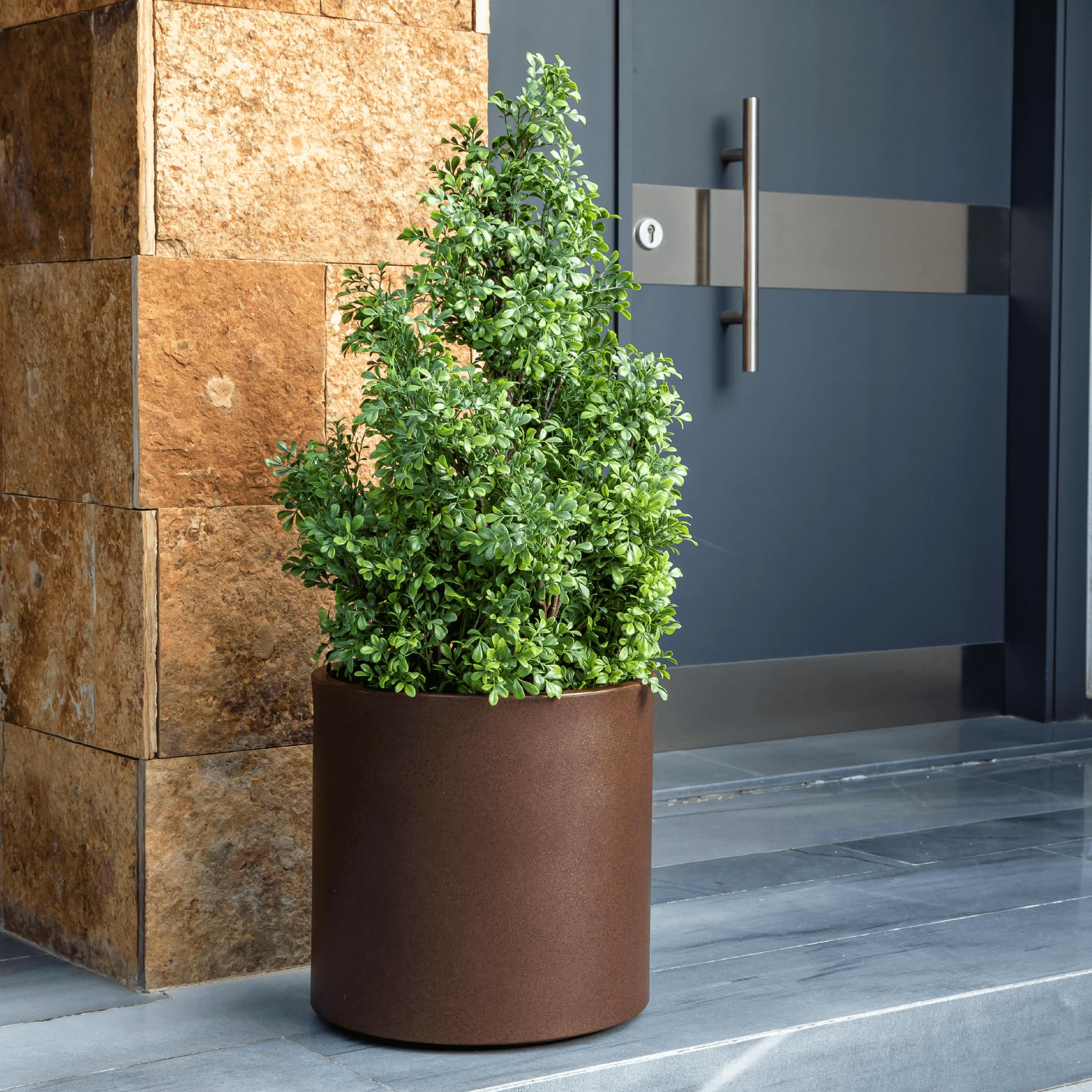 newgarden vaso rotondo bronzo 40 x 40 cm, fioriera per esterno e interno, terrazza, giardino e piscina – Hortensia 40