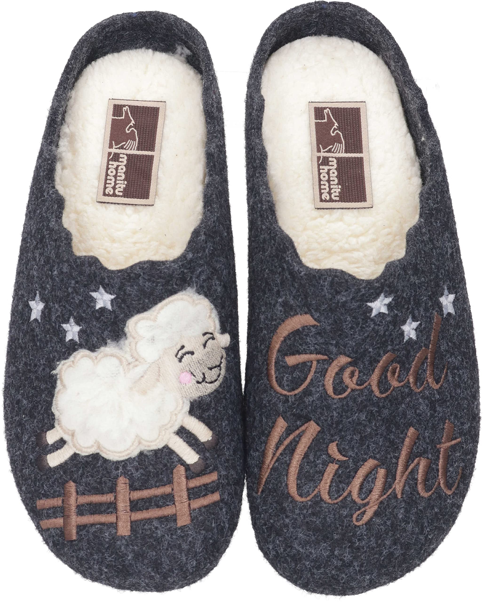 Manitu Women's home slippers, black, 9 UK