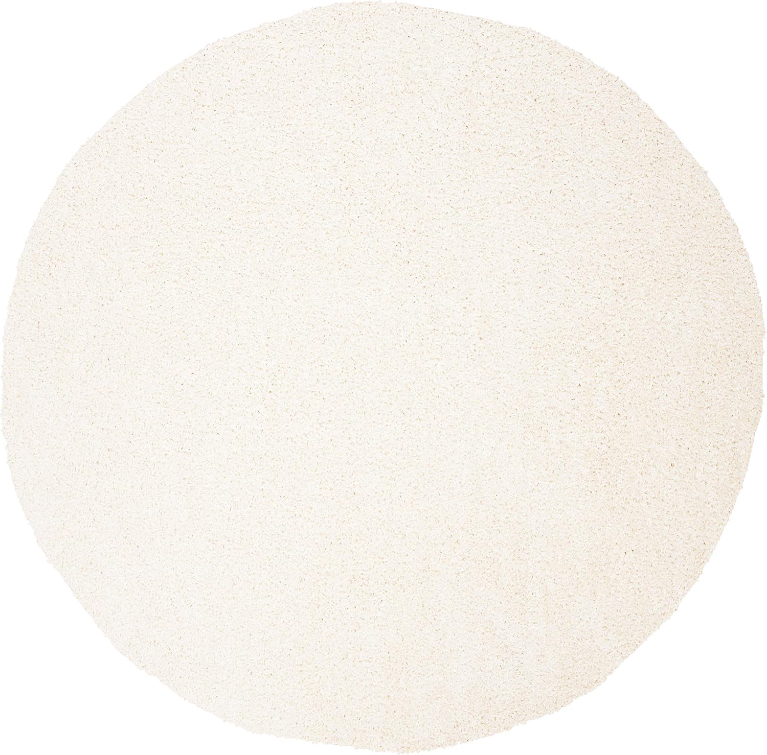 SAFAVIEH Primo Shag Collection 5' Round Ivory PRM300A Solid Non-Shedding 1.2-inch Thick Living Room Dining Bedroom Foyer Area Rug