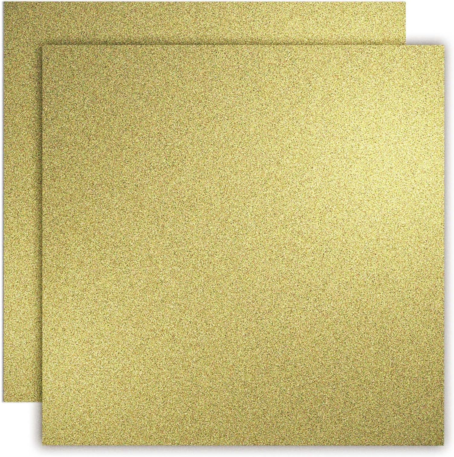 Gold Glitter Cardstock Paper 12 Sheets 12" x 12" Heavyweight Glitter Cardstock Construction Premium Sparkly Paper for Cricut Machine, Craft, Scrapbooking, DIY Projects, Decorations(300GSM)