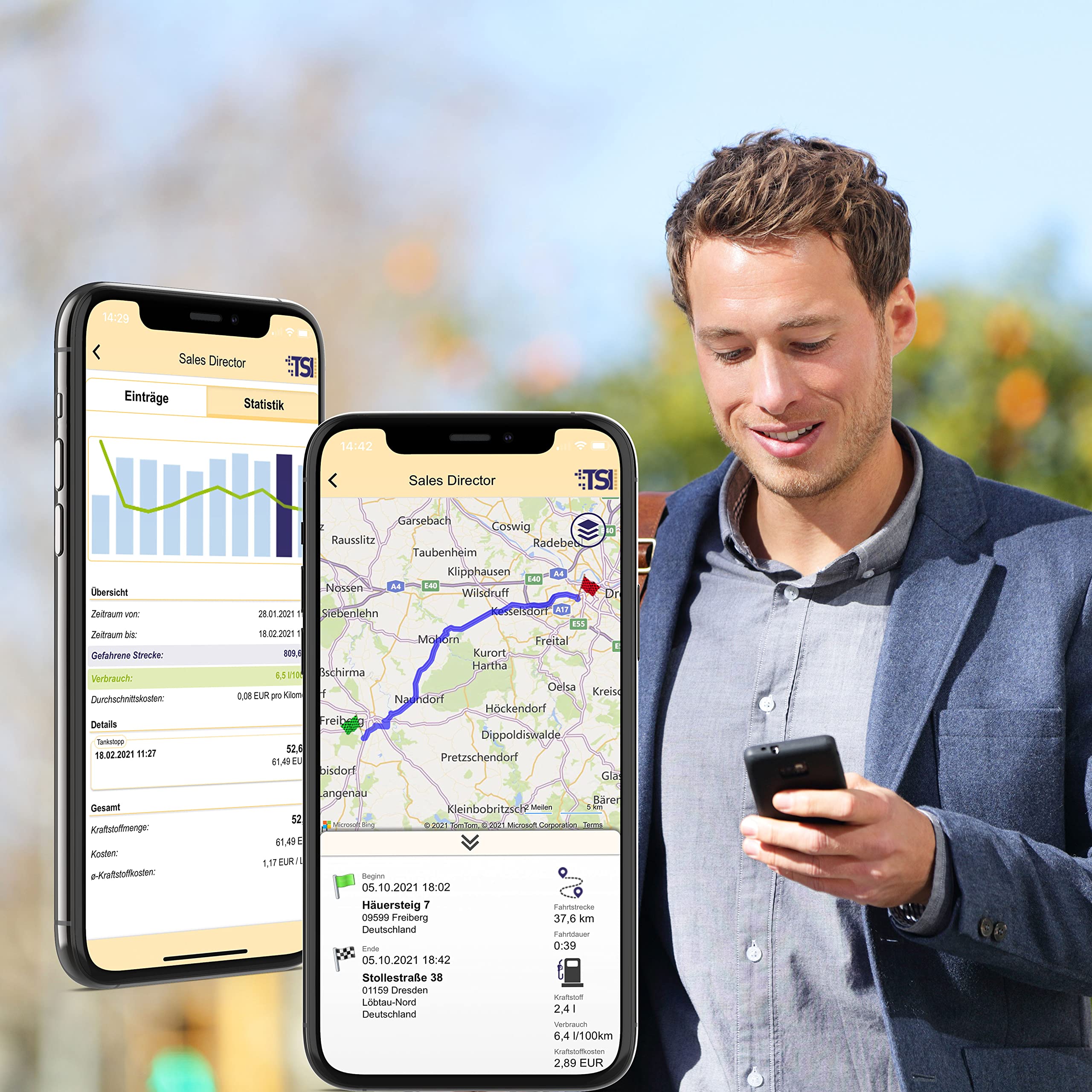 TSI Automatisches KI-Fahrtenbuch mit GPS-Ortung/OBD2 (24 Monate)
