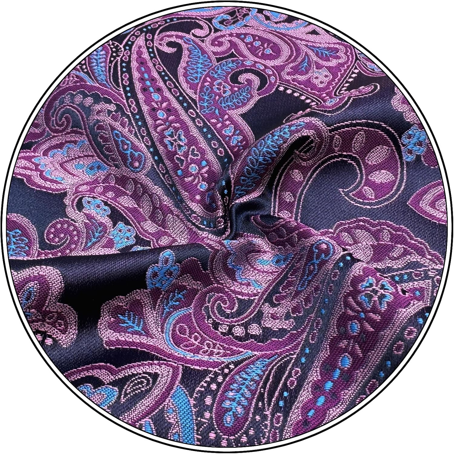 SHLAX&WING Paisley Blue Pink Silk Pocket Square Mens Hankies Hanky