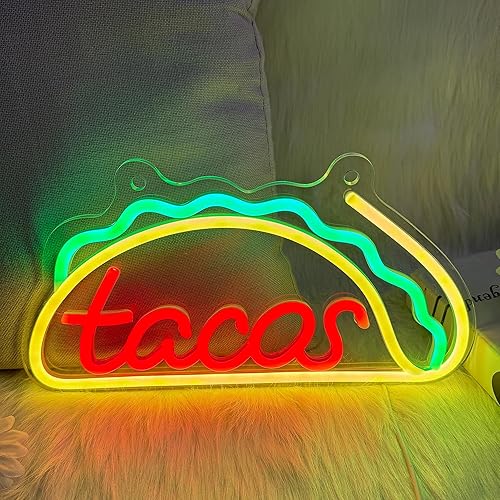 Tacos - Letreros de neón para decoración de pared, luces de barra de tacos de neón para dormitorio, letreros de negocios de neón adecuados para