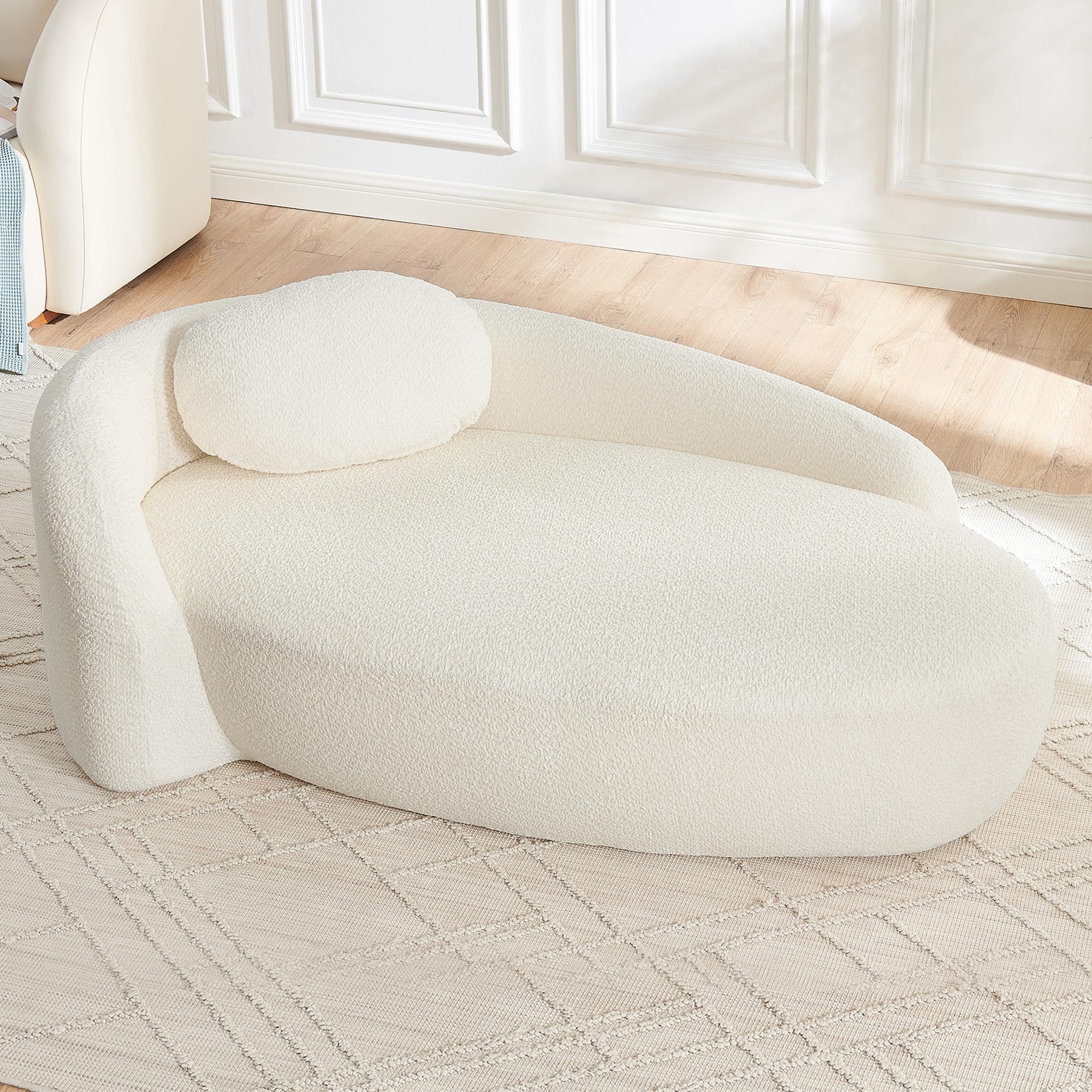 Sofá de espuma Boneless beige con tela de peluche para salón