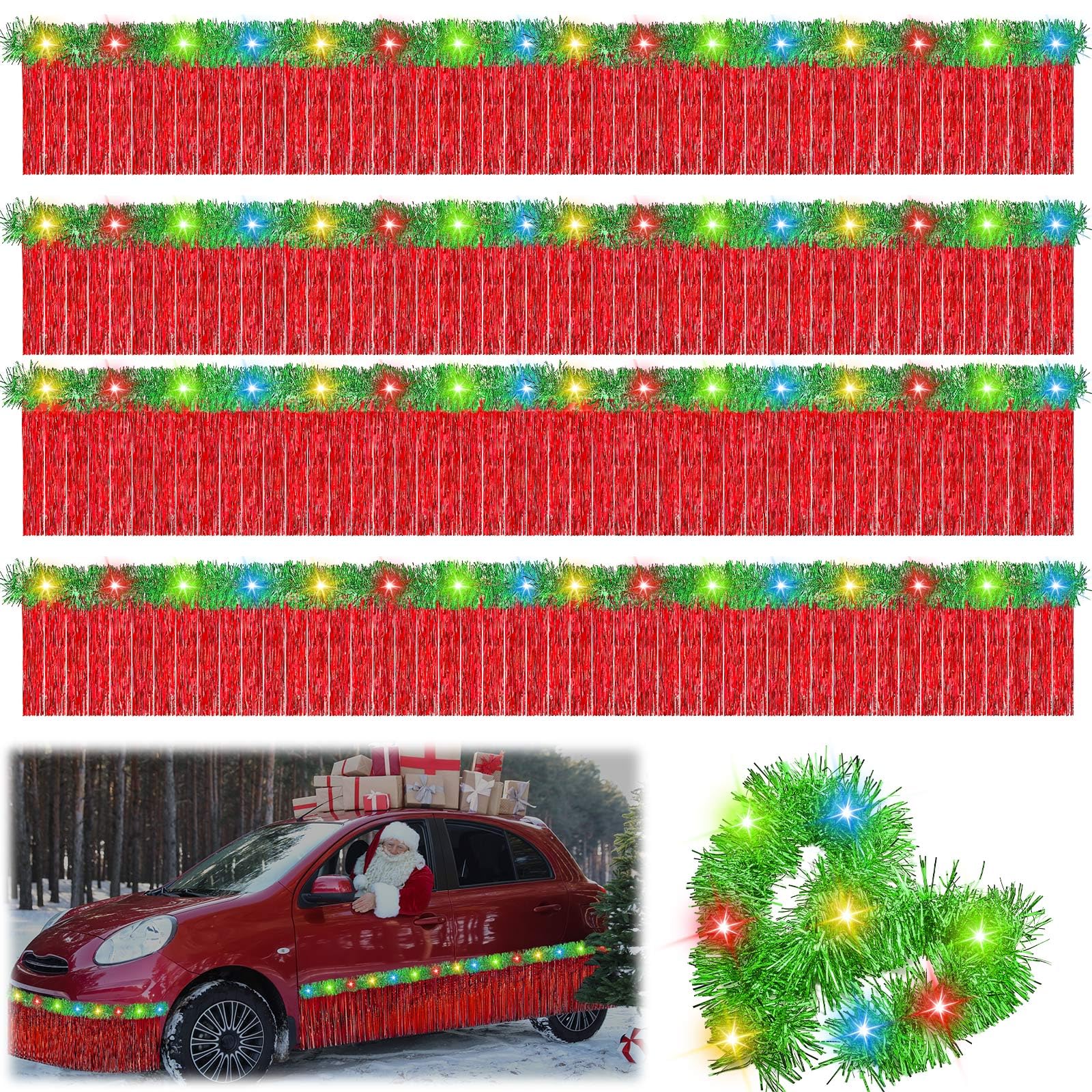 Flotador de Navidad con luces LED Crowye y pancarta de borla metálica brillante