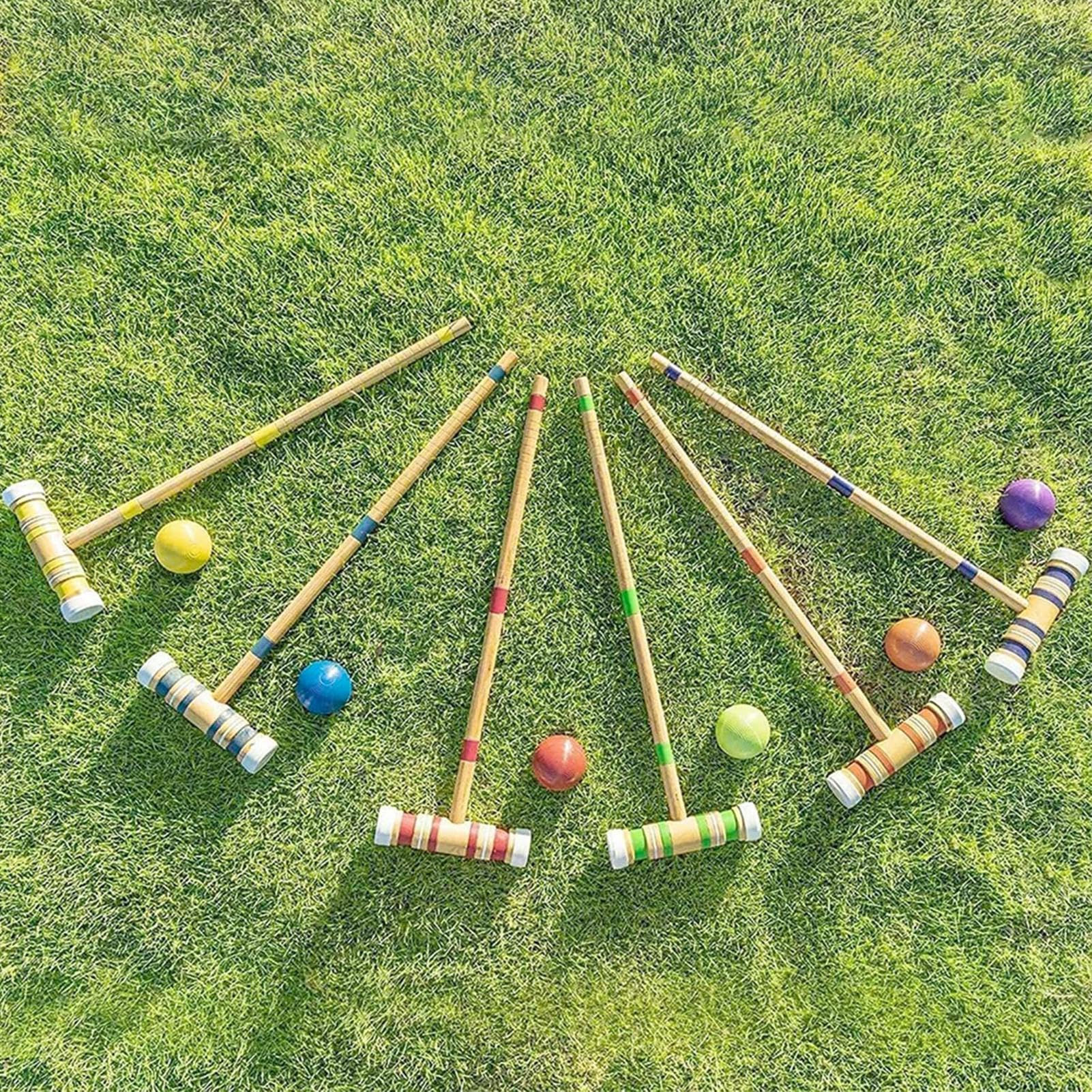 Spikes Ball Set, Ball Game Juego 6 Jugadores Juego de Juego de césped | Juego de bolos de madera reutilizable, kit deportivo al aire libre para hombres, mujeres