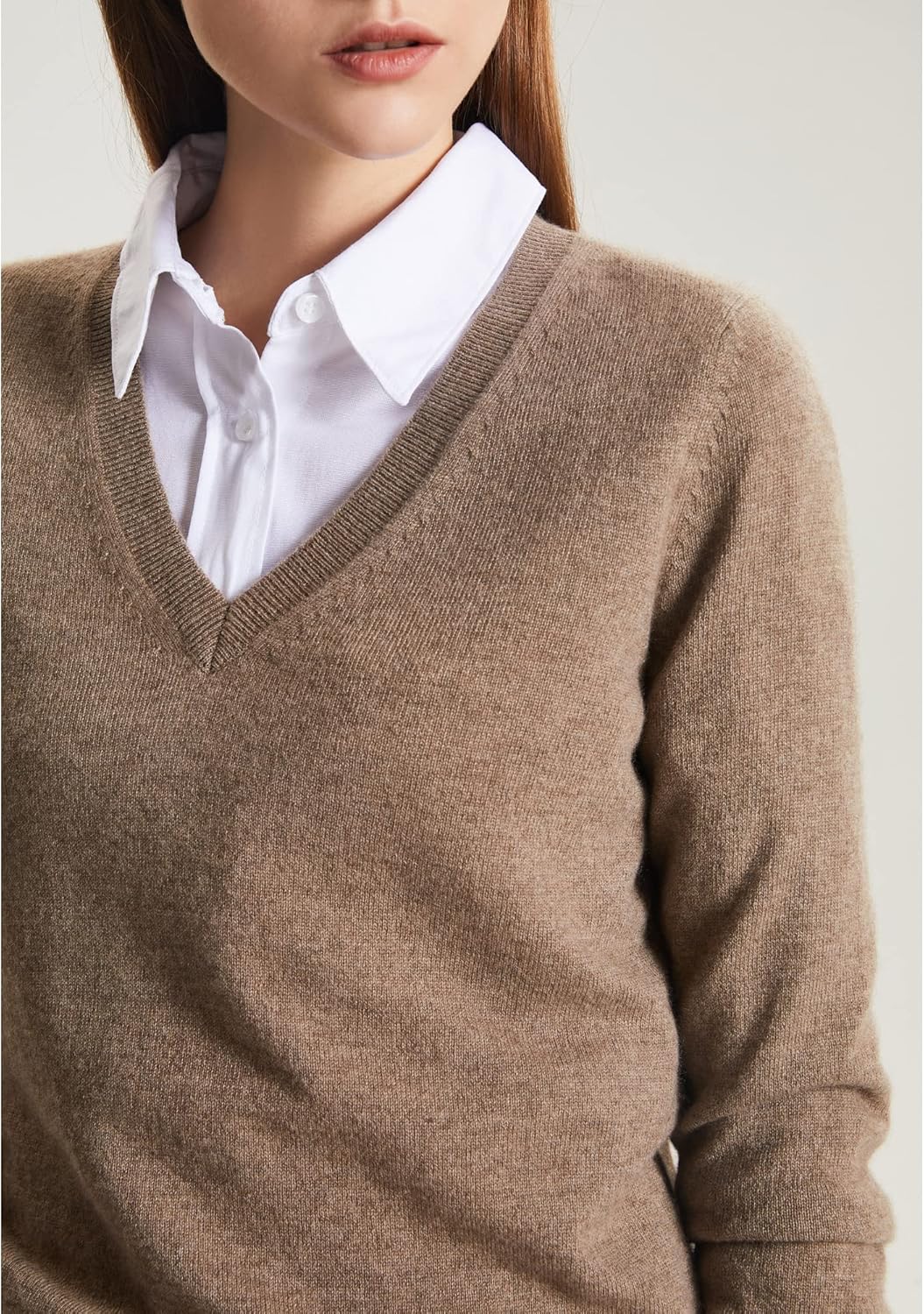 GreenMount Women's V Neck Sweater 100% Pure Cashmere Essential Long Sleeve Pullover Warm Soft Sweater for Women - Image 4