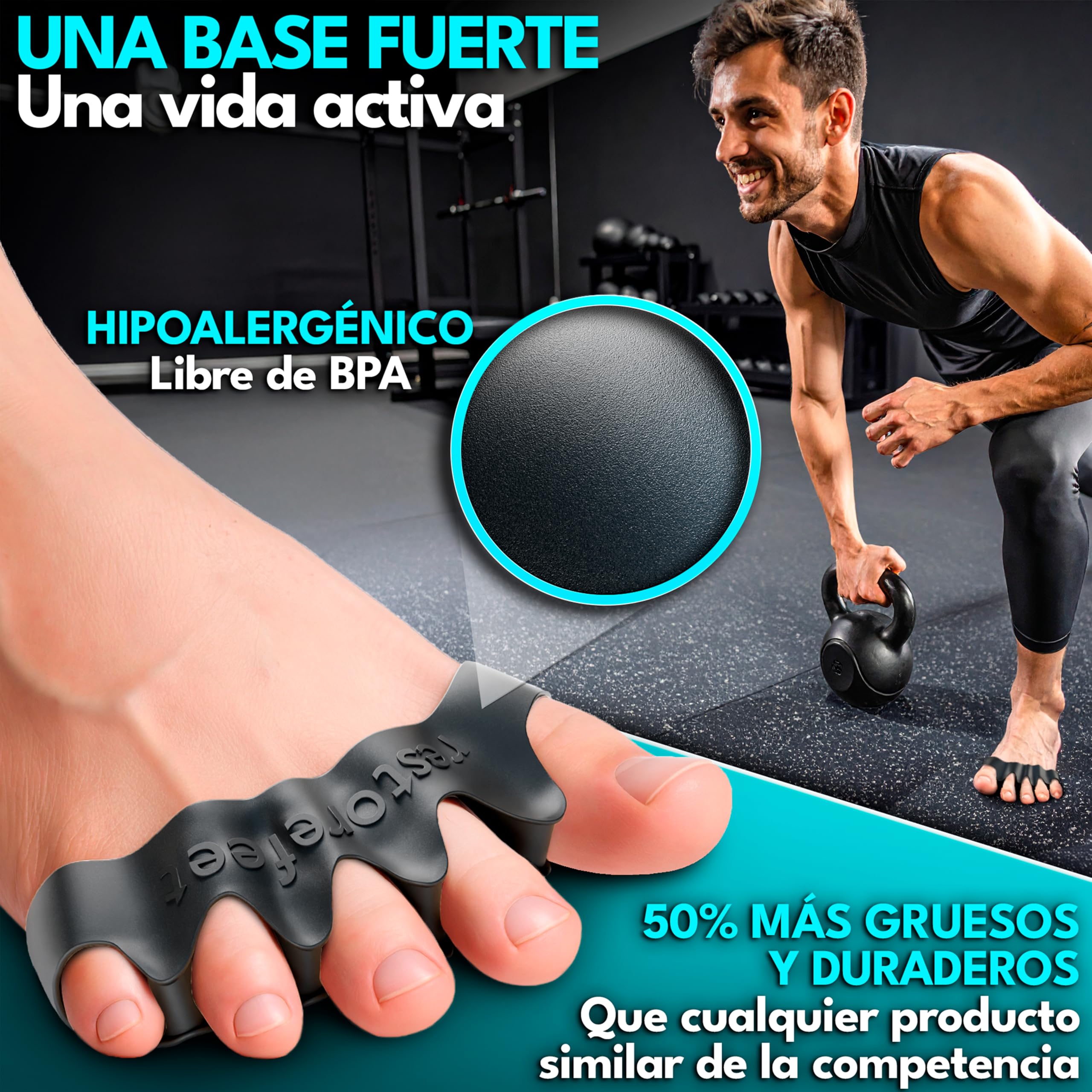 Kit Barefoot 5 en 1 – Separadores de Dedos, Bandas Elásticas y Pelota Miofascial para restaurar la fuerza, movilidad y funcionalidad natural de tus pies. Alivia juanetes y dedos torcidos