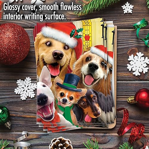 Miniatura 5 de The Best Card Company - 12 tarjetas de Navidad para perros en caja (1 diseño, 12 tarjetas) - Lindos cachorros, juego de tarjetas a granel con sobres