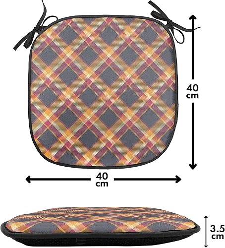 Miniatura 4 de Ambesonne Juego de 2 cojines de asiento para silla de tartán, diseño tradicional británico clásico de estilo campestre, acolchado de asiento