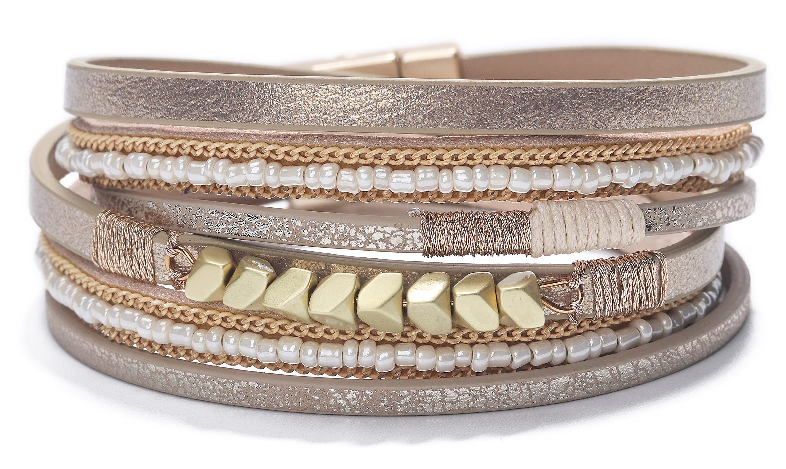 Fesciory Leather Wrap Bracelets for Women, Boho Western Layered Jewelry