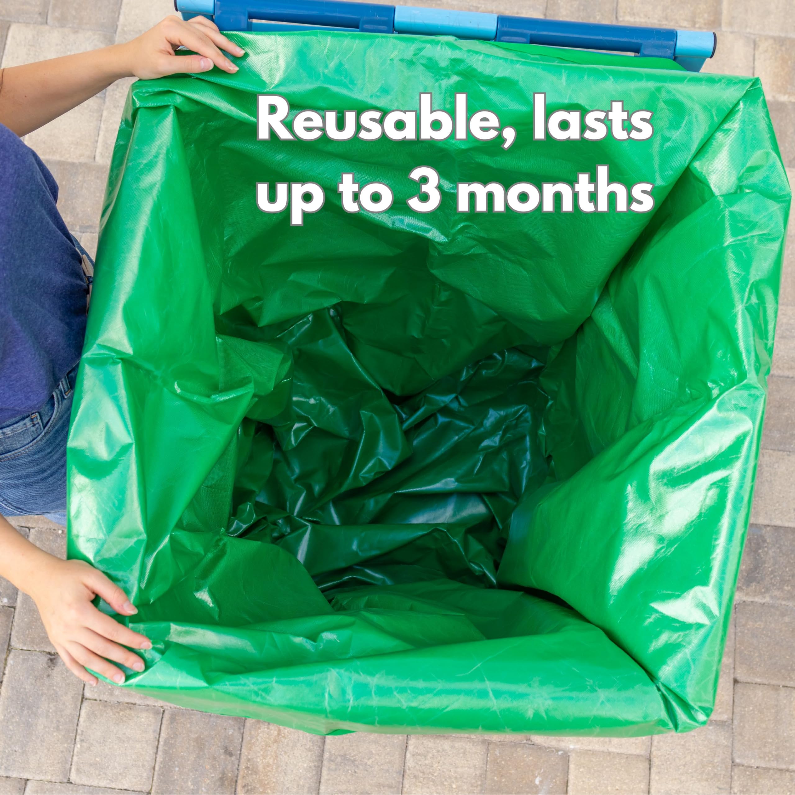 Bolsas reutilizables de reciclaje, paquete de 2 unidades, diseño patentado que se mantiene en su lugar durante el vertido y mantiene el contenedor de reciclaje limpio hasta 3 meses (tamaño mediano)