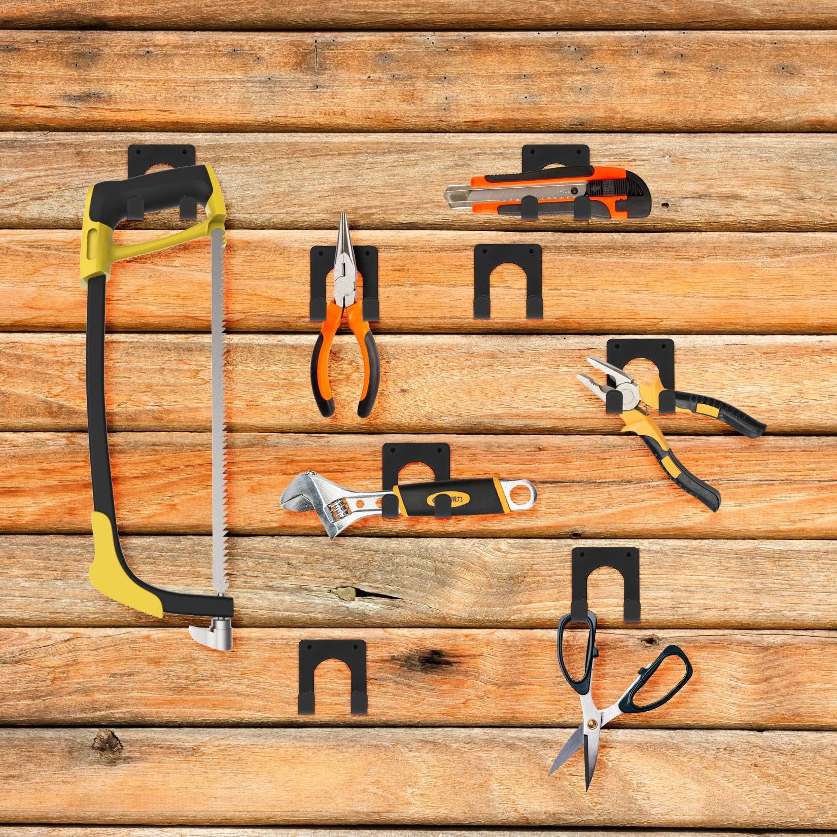 QJKEJI 8 Pcs Heavy Duty Garden Tool Storage Hooks - Wall Mount Organizer for Workshop and Shed, Black - Image 4