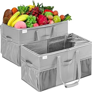 Extra Large Utility Tote Bag, 2 Pack Reusable Grocery Bags Heavy Duty, S...