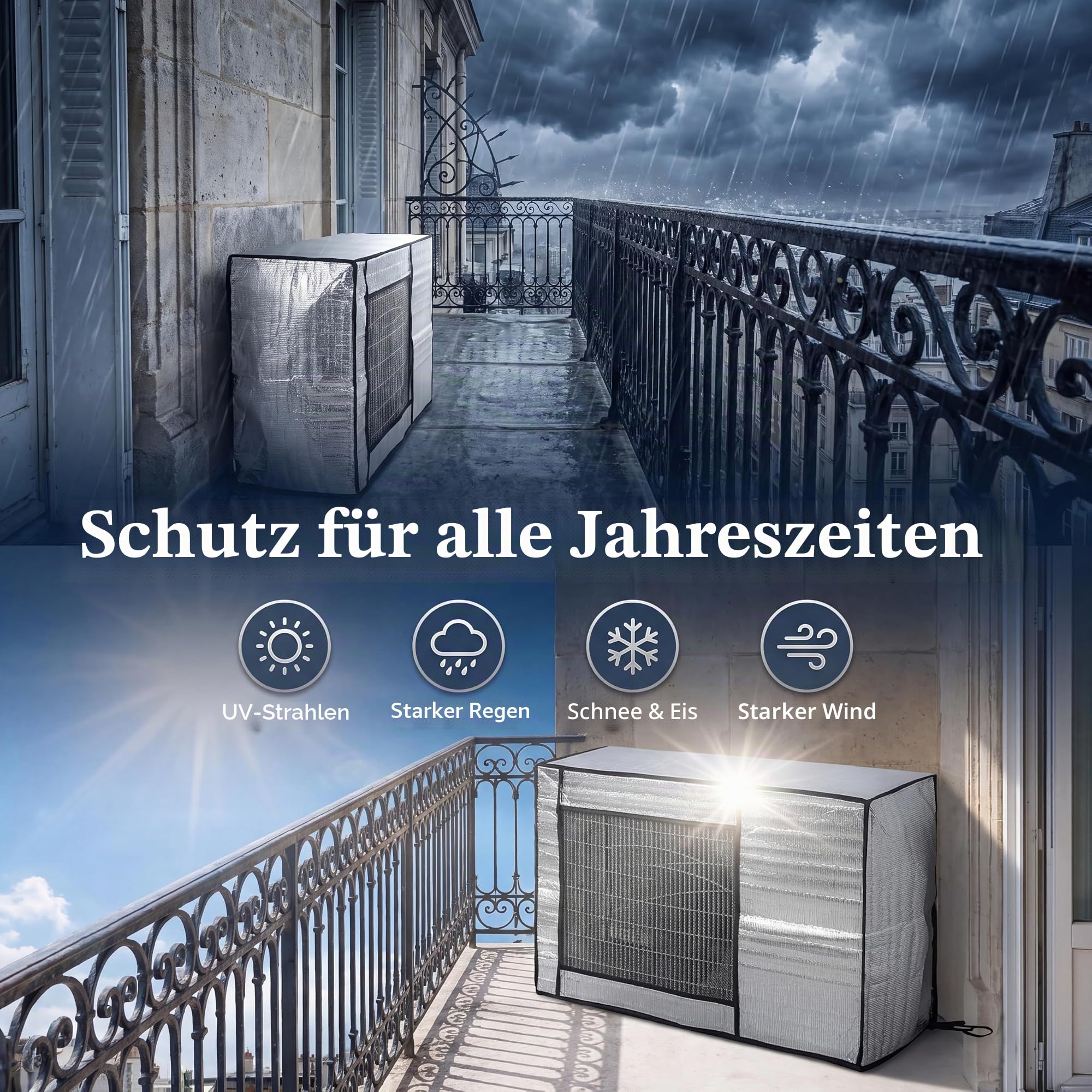 Klimaanlagenabdeckung, Staubschutz für Outdoor-Klimaanlage, geeignet für die Gewährleistung der optimalen Leistung von Außengeräten (96 x 40 x 70 cm)