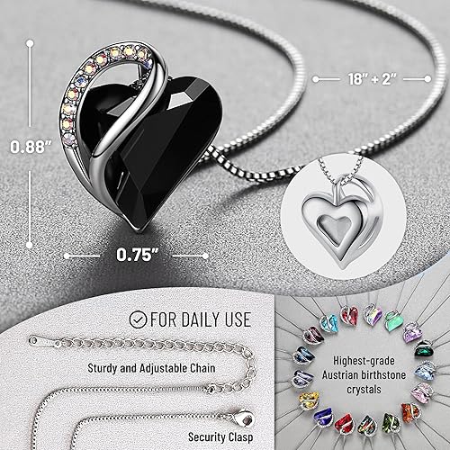 Miniatura 3 de Leafael - Collares para mujer, dije de corazón de amor infinito con cristales de piedra natal, cadena chapada en plata de 18 + 2 pulgadas, regalo
