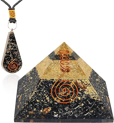 Pirámide de cristal de orgón y colgante para mujer, piedra curativa de turmalina negra, pirámide de orgonita para positividad, buena suerte, éxito,
