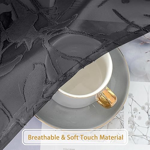 Miniatura 10 de OVZME 2 paneles de cortinas traslúcidas de gasa negra de 72 pulgadas de largo para dormitorio, bolsillo doble para barra, tela ligera y