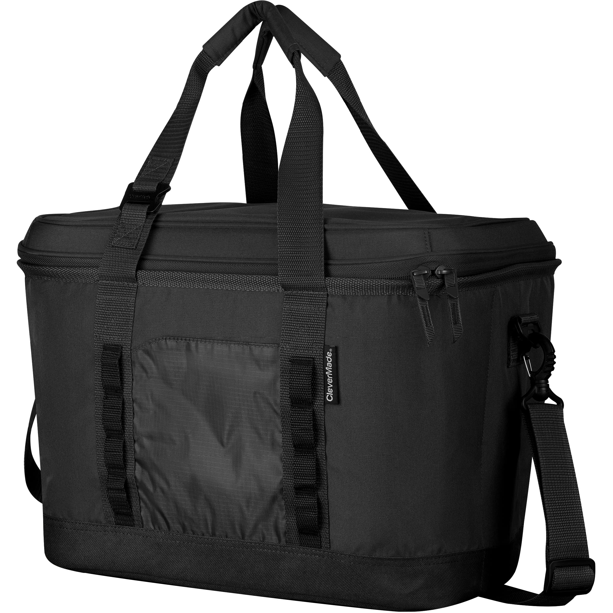 CleverMade Pacifica Cooler Bag; Soft Sided Insulated, Collapsible Leakproof 30 Can Lunchbox with Bottle Opener & Shoulder Strap, Made from Recycled Materials