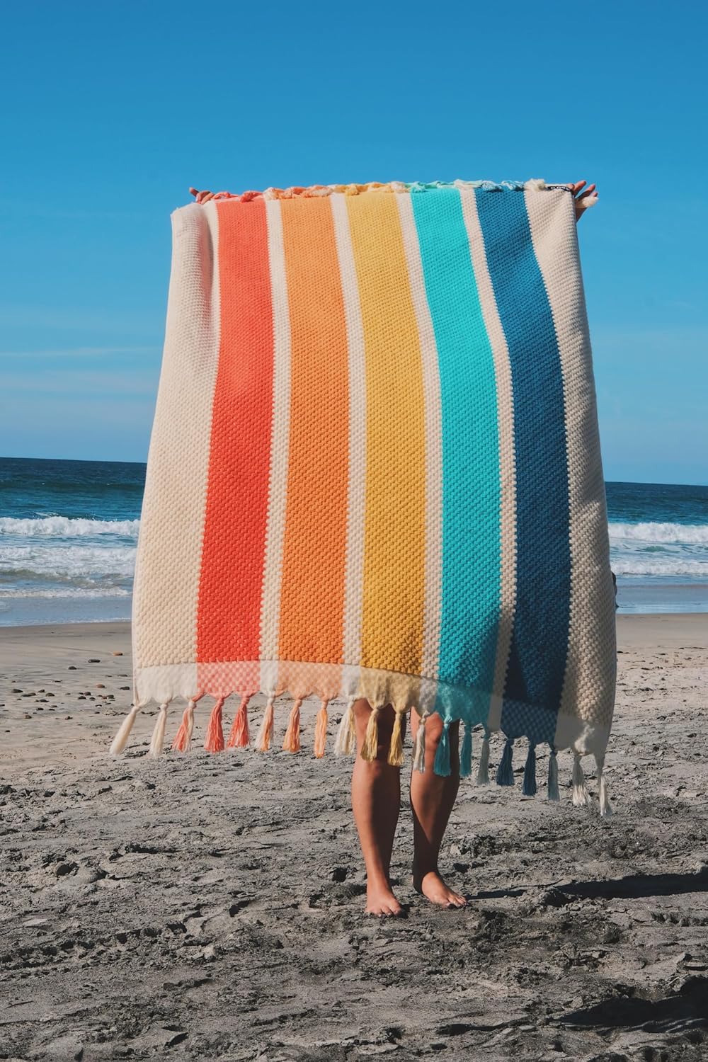 Neso Extra Large Beach Towel 100% Cotton Jacquard Weave with Extra Absorbency - for Beach, Pool, Swimming (Rainbow)
