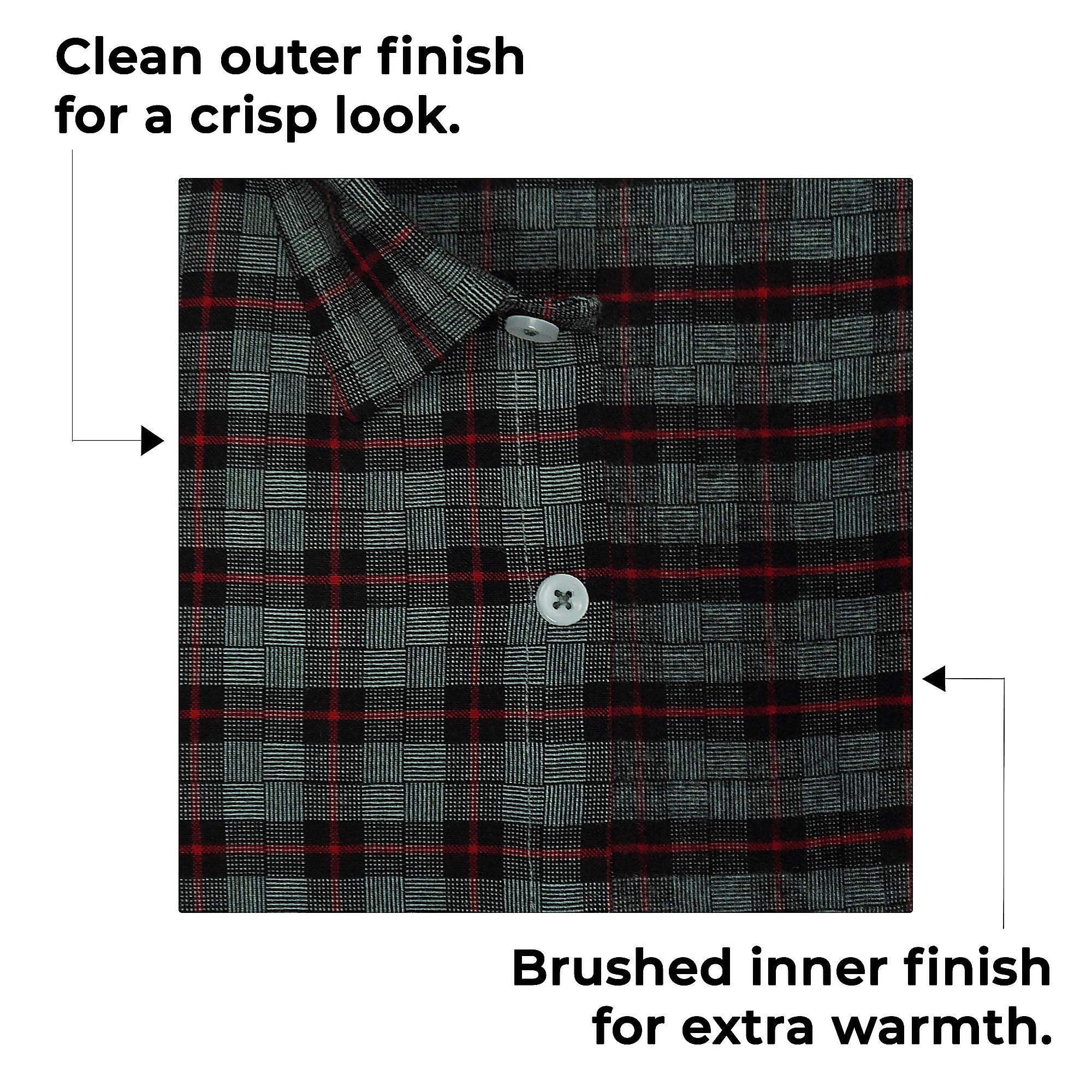 GHPC Cottswool Winter Wear Woolen Glen Plaid Checked Full Sleeves Regular Fit Formal Shirt for Man (Steel Grey, CW231031_44) 2