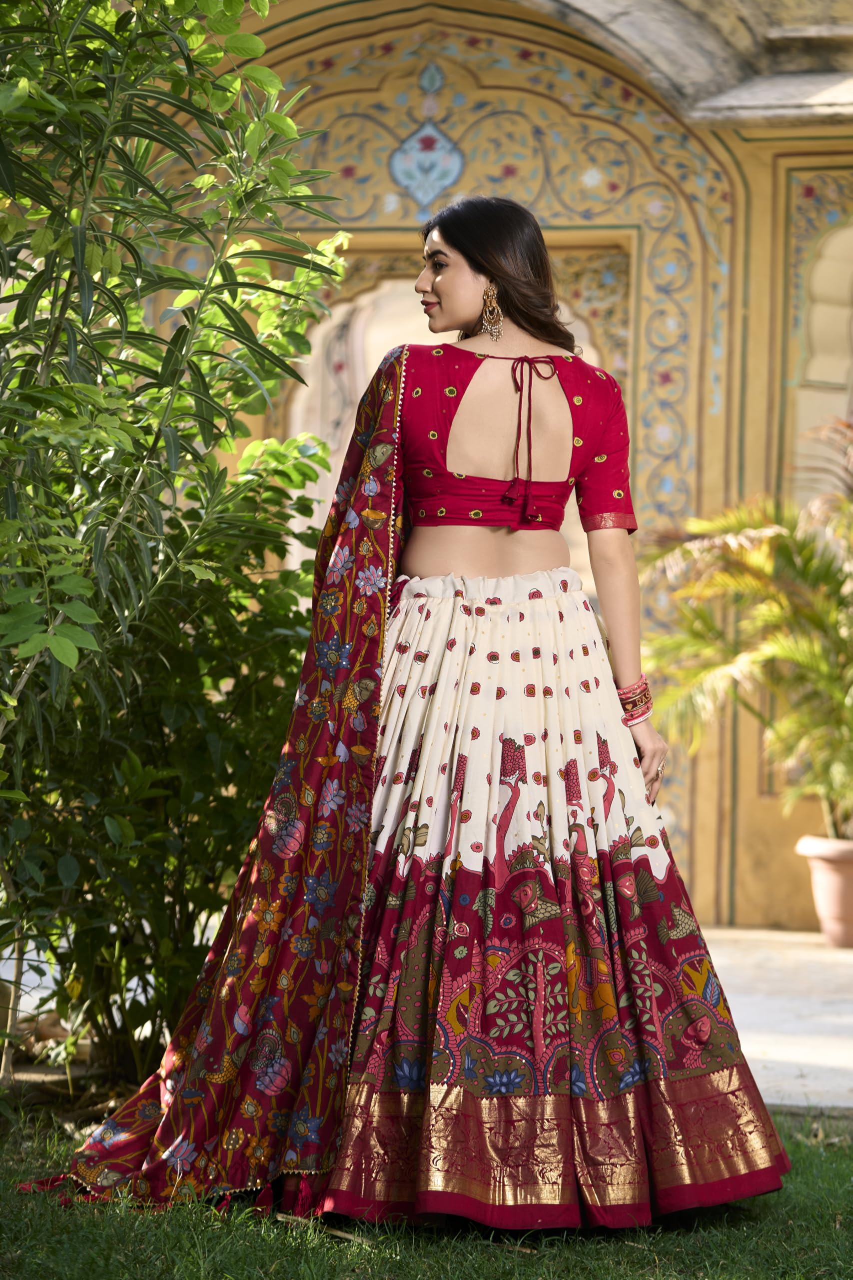 LooknBook Art Women Silk Unstitched Lehenga Choli (ARD1219OWT_Off White_Free Size) - Image 2 thumbnail