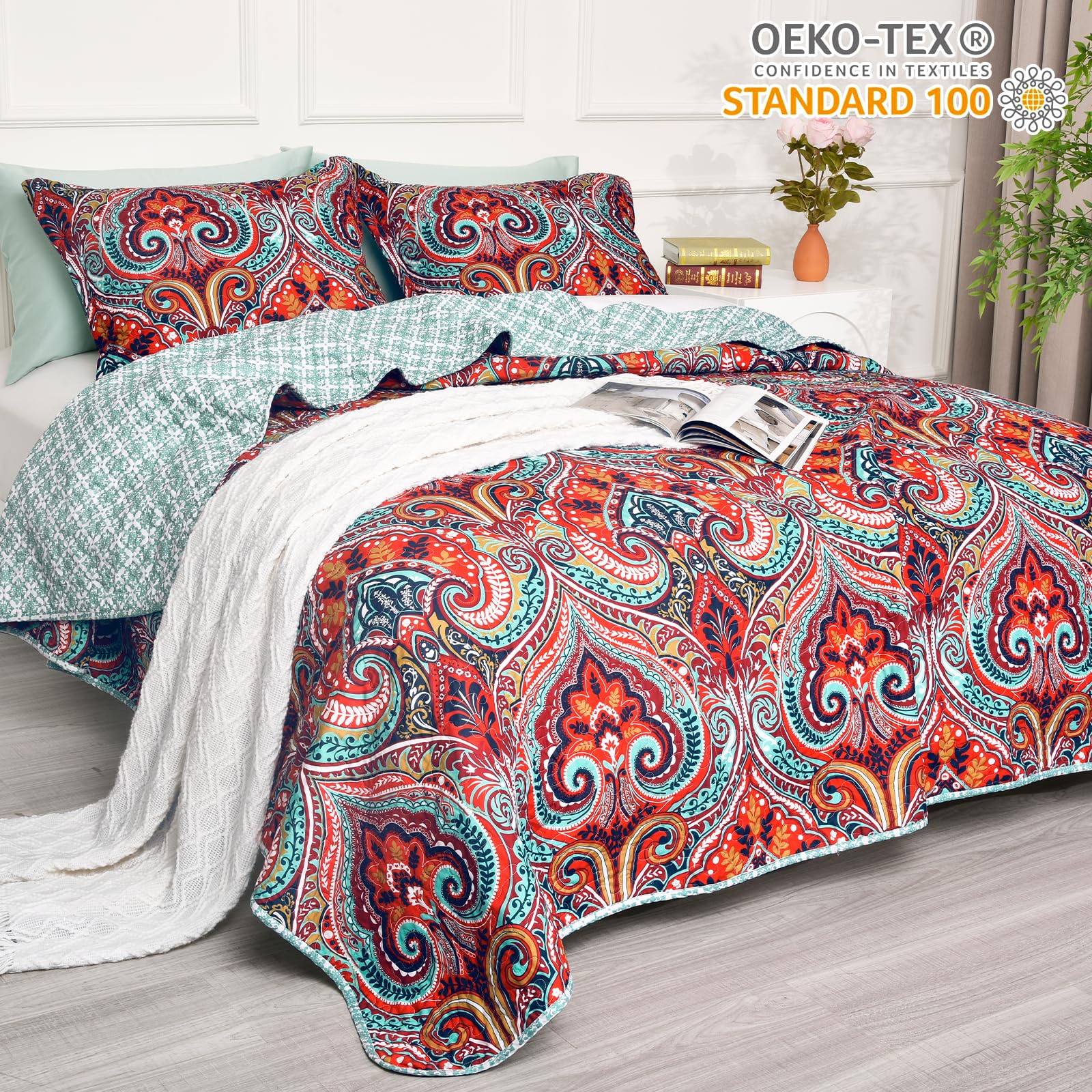 Copripiumone E Federa Set Copripiumone 3 Pezzi In Microfibra - Reversibile, Taglia King, Bianco/nero/charcoal, Moderno S 23 Cover - Foto 4