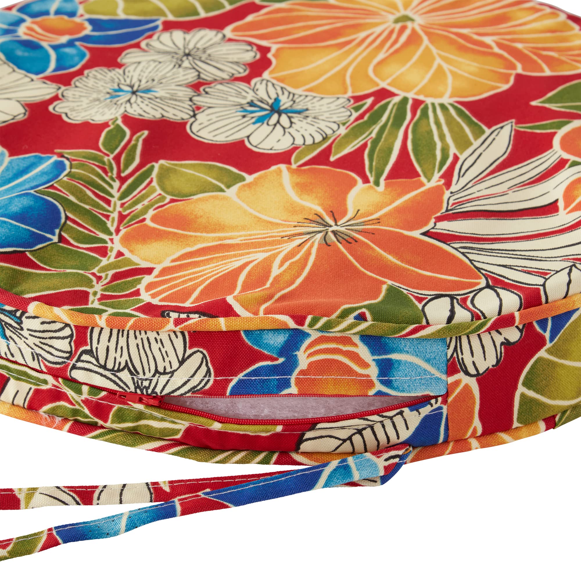 Greendale Home Fashions Zewnętrzna 45 cm okrągła dwustronna poduszka do siedzenia, Aloha Crimson