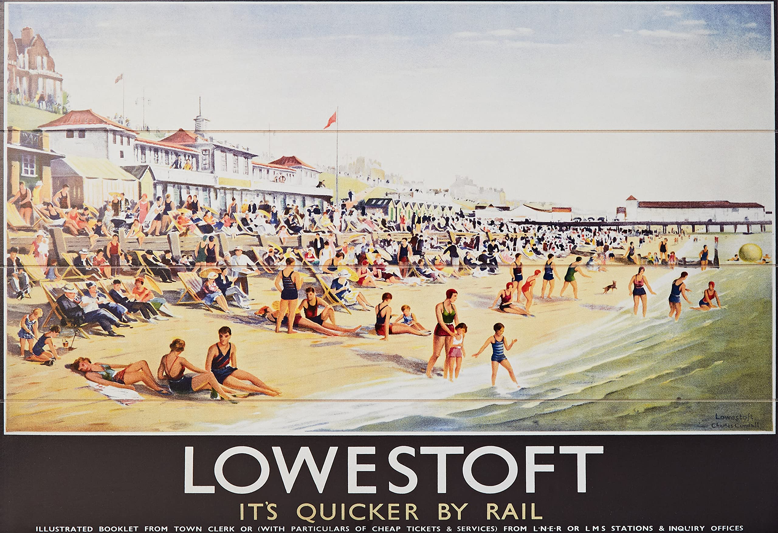 National Railway Museum Lowestoft Beach Impression sur Bois 40x59cm de collection