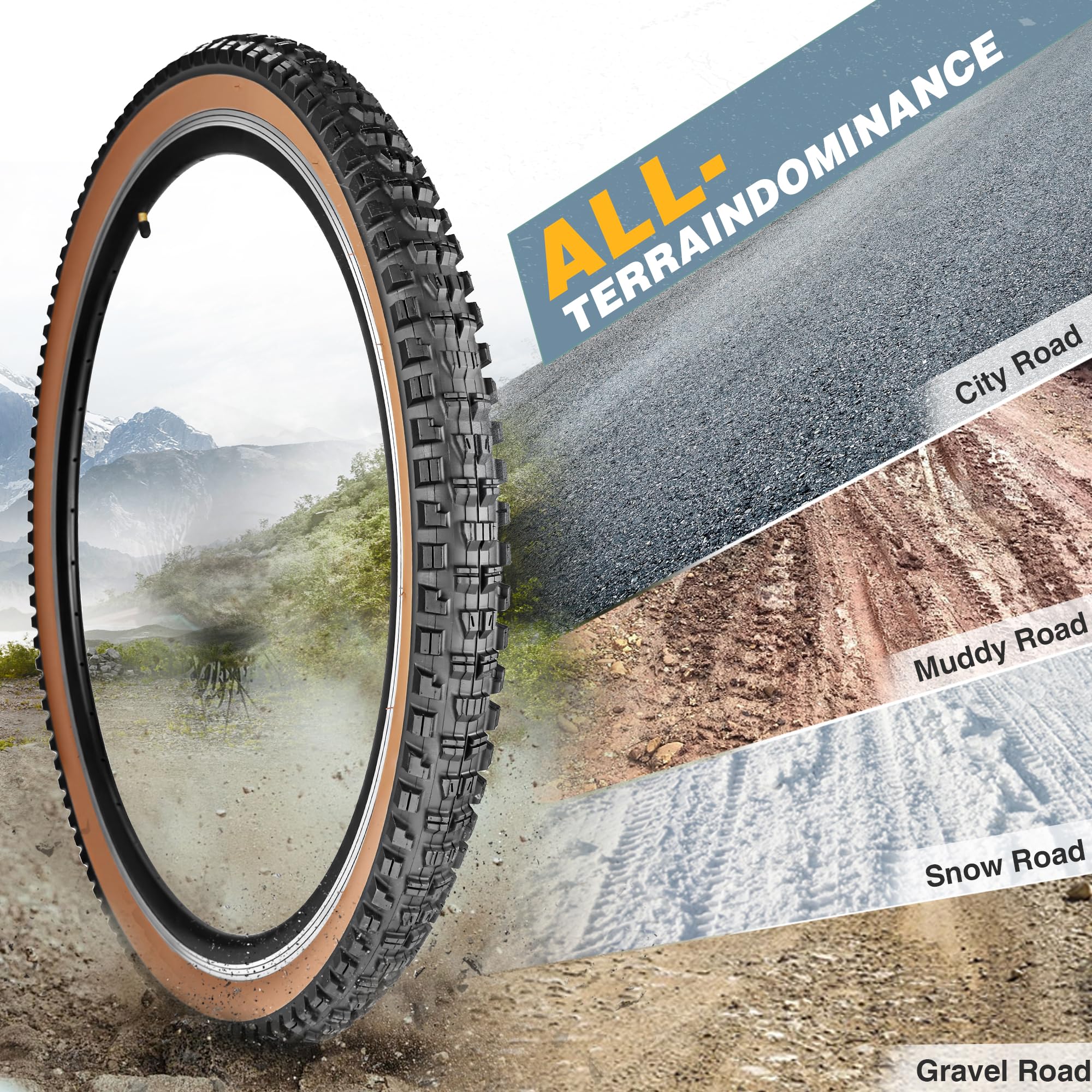 26/27.5/29x2.3 MTB Allround Fahrradreifen Fahrradmantel 30TPI Faltreifen Decke 2XReifen+ 2xSchlauch+2xReifenheber