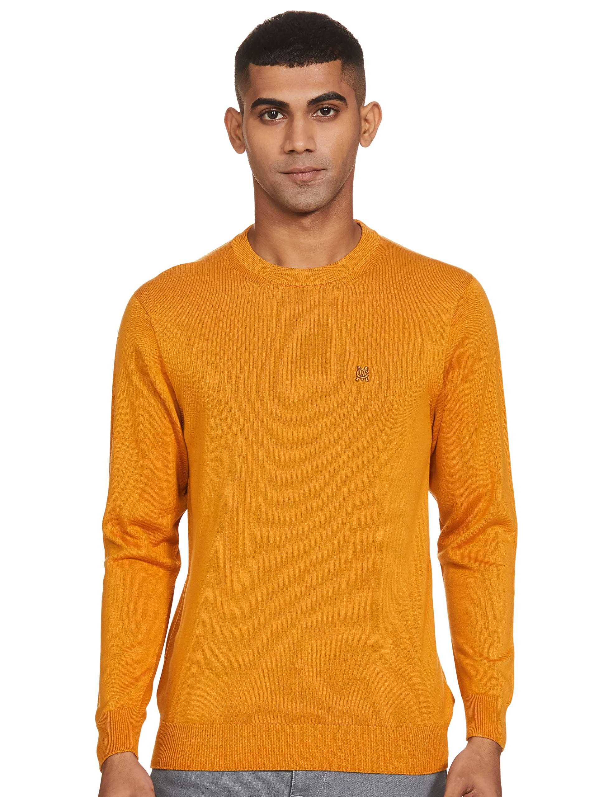 monte carlo Mens Lambs Wool Orange Solid V Neck Pullover |1220116VN-2641-picture-18