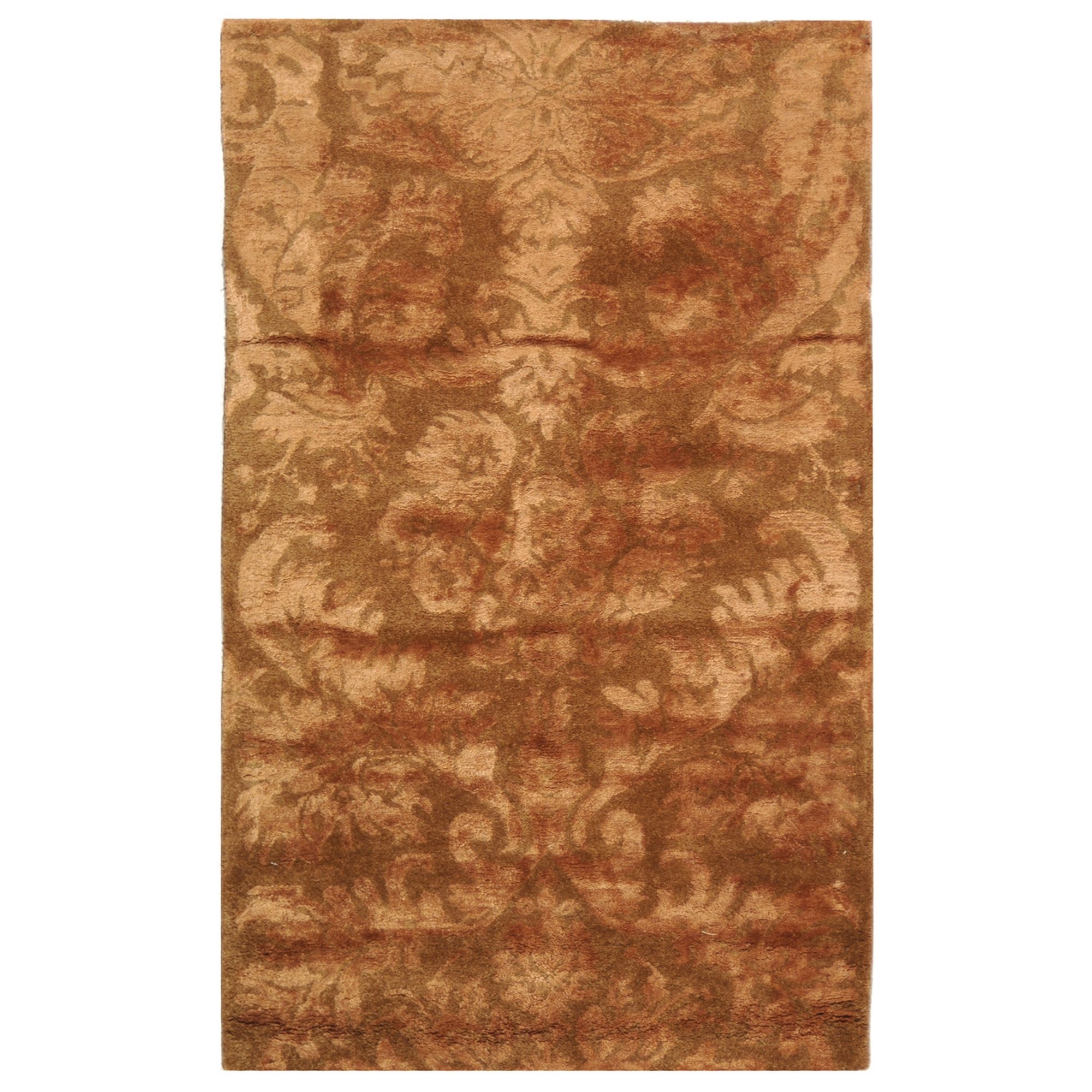 Martha Stewart by SAFAVIEH Collection 2'6" x 4'3" Mahogany MSR3124C Handmade Damask Wool & Viscose Entryway Living Room Foyer Bedroom Kitchen Accent Rug