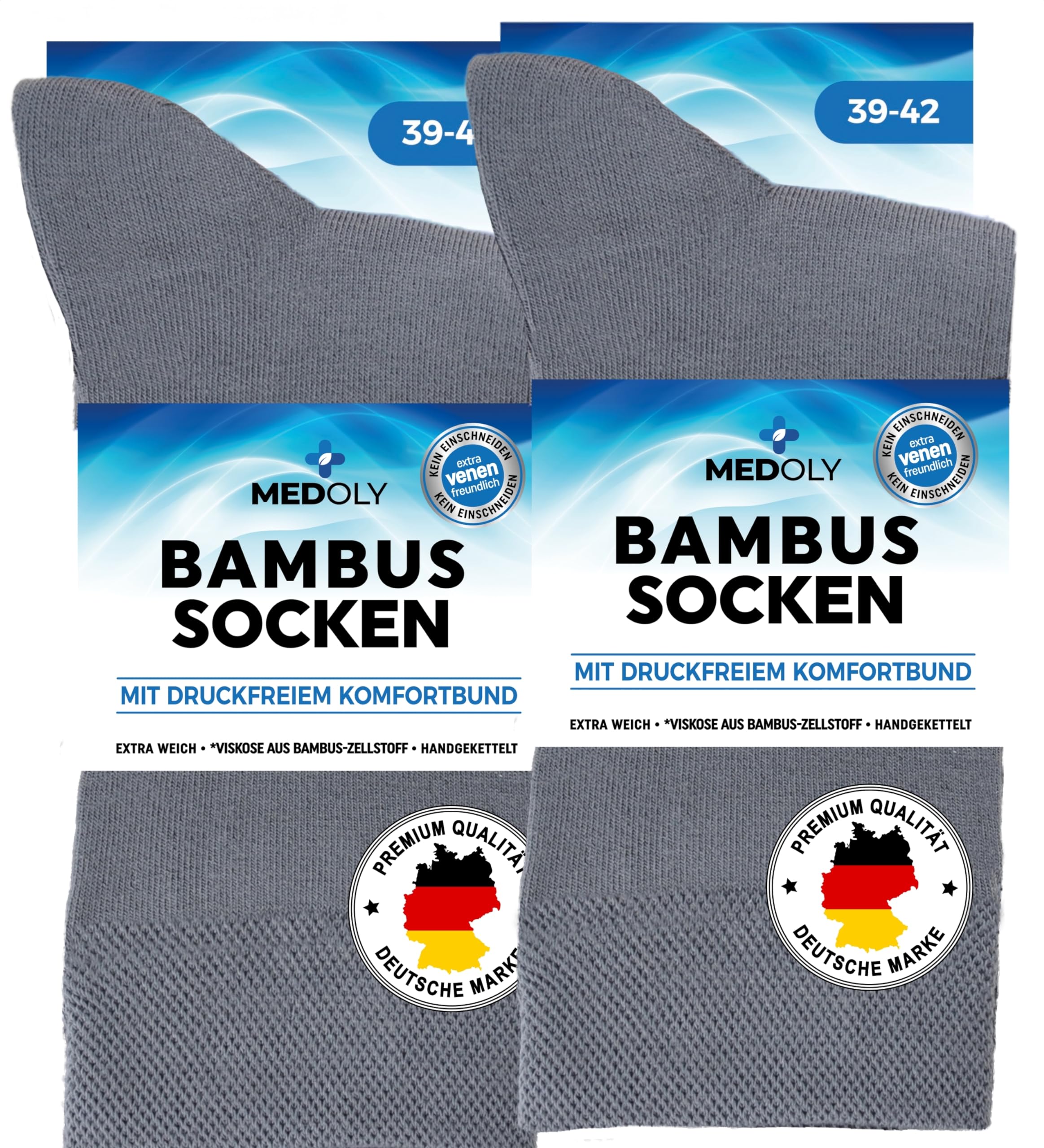 Bambus Socken (6 Paar) ohne Gummibund, gegen Schweißfüße, mit 72% Bambus-Viskose - Bambus Socken Herren & Damen