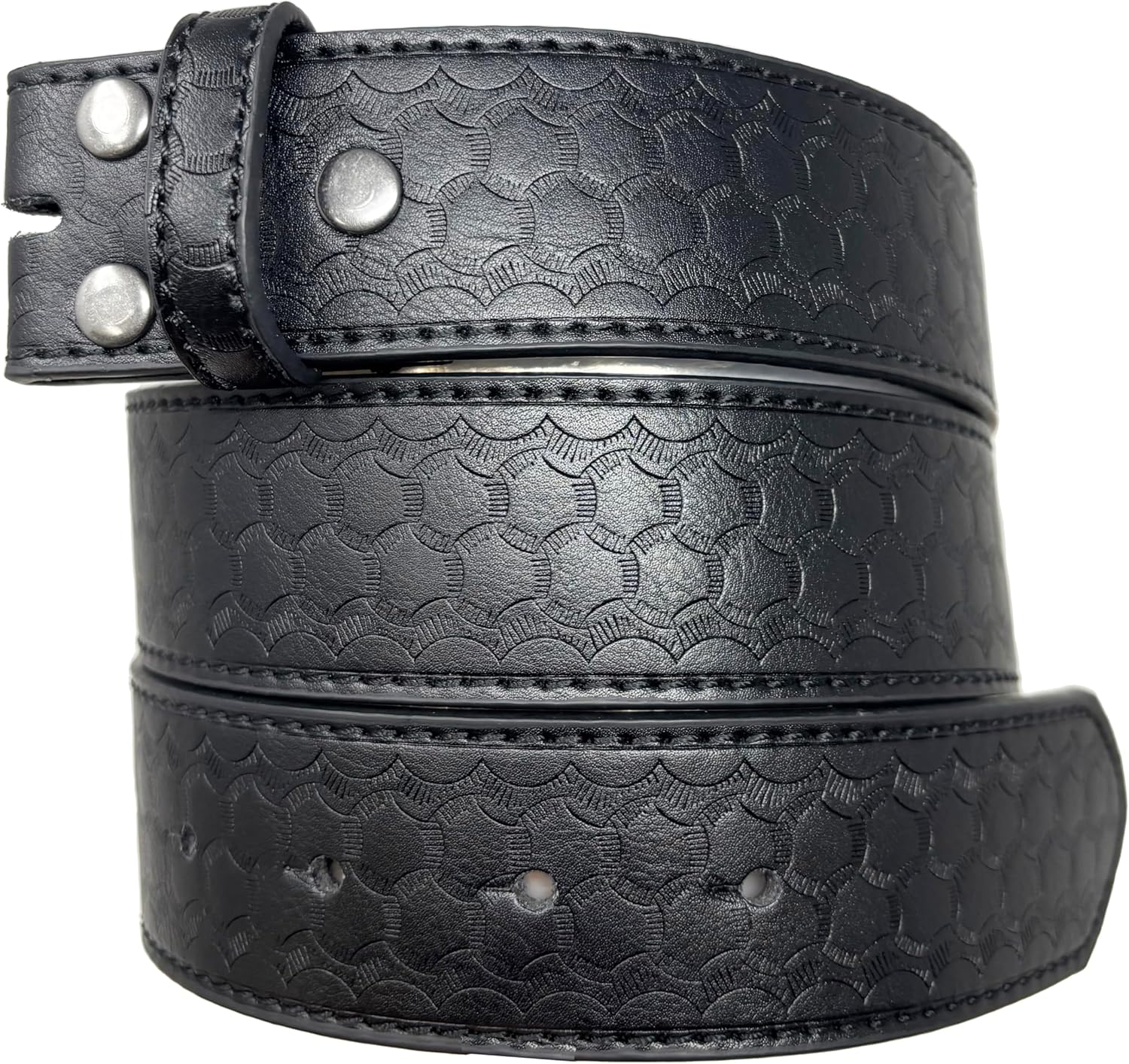 BC Belts Leather Belt Strap with Dragon Scale Embossed Pattern 1.5" Wide with Snaps