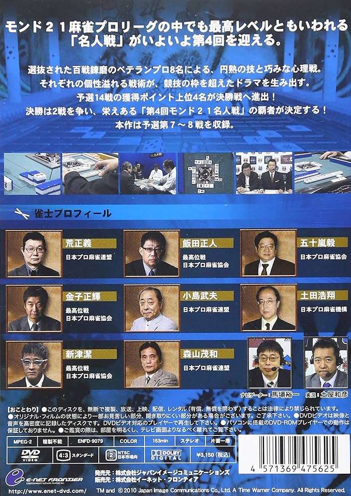 Amazon.co.jp: モンド21麻雀プロリーグ 第4回名人戦 Vol.4 [DVD