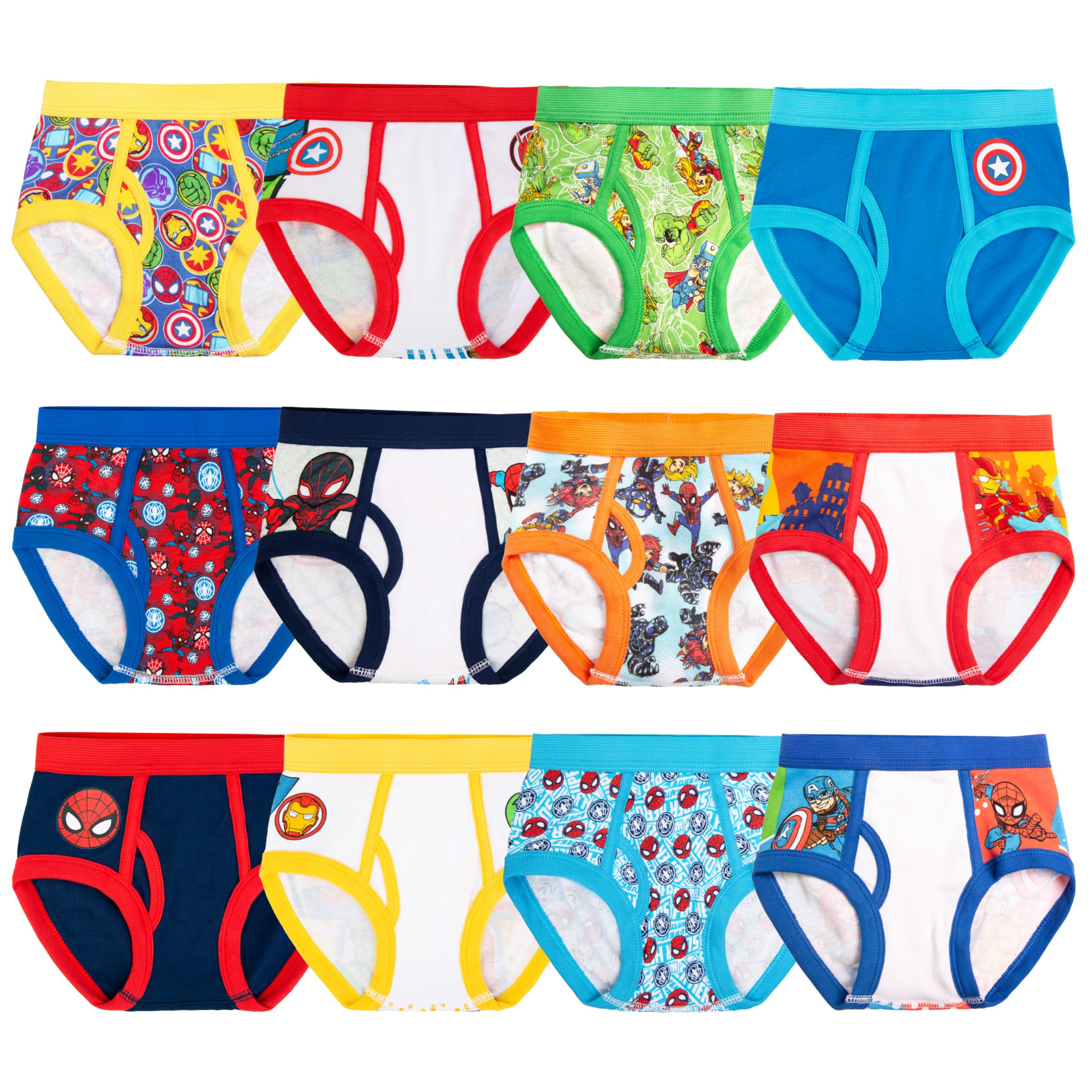 Marvel Boys' Toddler Exclusive 12-PK UNBOXING Spiderman Friends Gifting & Potty Training, 12-Pack Superhero Adventures Brief