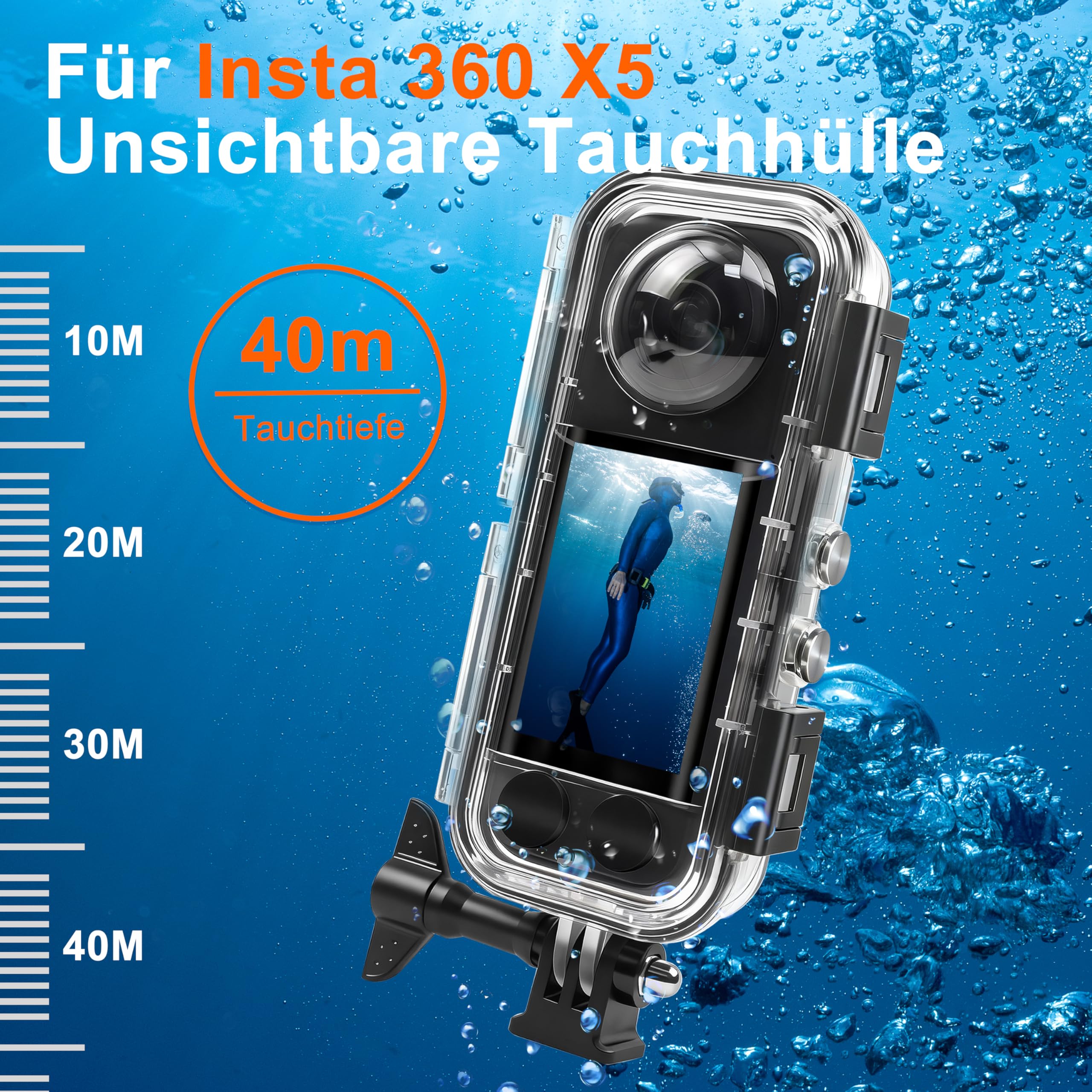 FitStill Wodoszczelna obudowa do Insta 360 X5 wodoszczelna 40 m HD Optical Glass Lens X5 obudowa do nurkowania fotografii podwodnej, kompleksowa ochrona, akcesoria X5