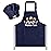 Kid Apron and Chef Hat Set - 2Pcs Dark Blue Mini Master Adjustable Children Kitchen Toddler Apron with Pockets for Kids, Funny Dress up Pretend Play Toy Birthday Gift for Cooking Baking Painting