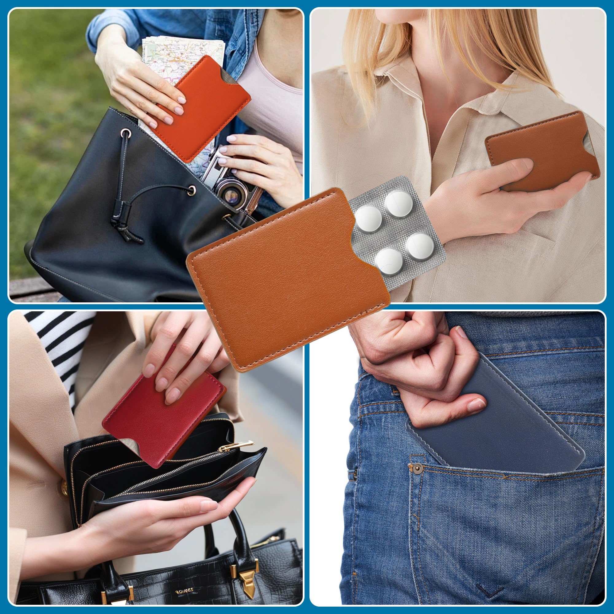 Custodie con blocco RFID universali per viaggi e affari, 7 pezzi multicolore di lusso in pelle per carte di credito proteggono le carte da furti elettronici, supporto per carte di sicurezza sociale