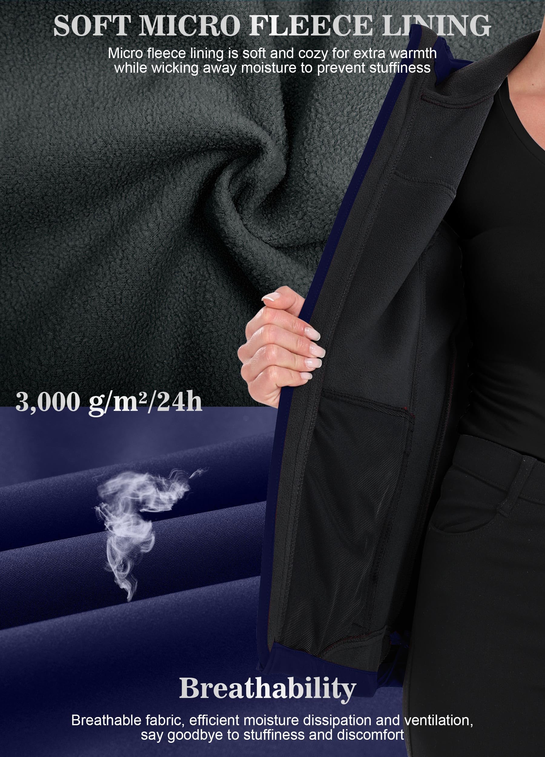 ATLASLAVA Softshelljacke Damen mit Kapuze Regenjacke Fleecejacke Wanderjacke Gefüttert Jacken Outdoor Wandern S-3XL