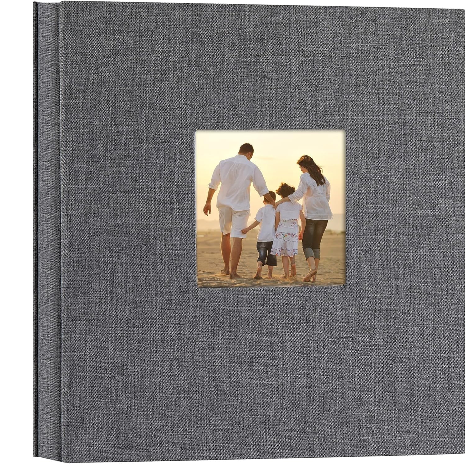 Photo Album 4x6 with 300 Pockets | Linen Hardcover Slip-In Photo Album with Memo Areas & Front Window | Family, Baby, Wedding, Travel & Anniversary Memory Book (Grey, 400 Pocket)-image-13