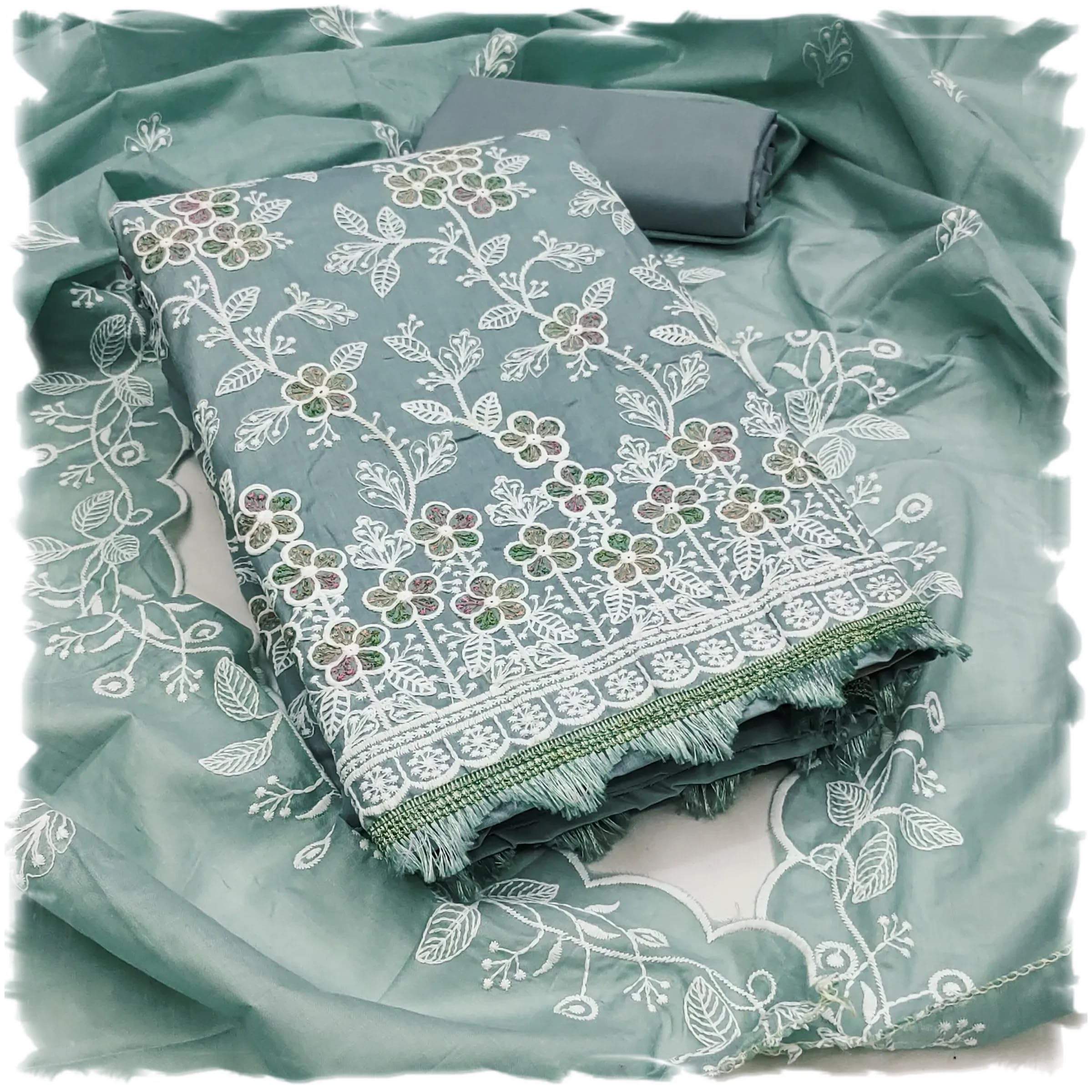 Women's Poly Cotton Embroidery Work Unstitched Salwar Suit Dress Material With Embroidered Dupatta (DM Kaveri_Free Size)-image-47