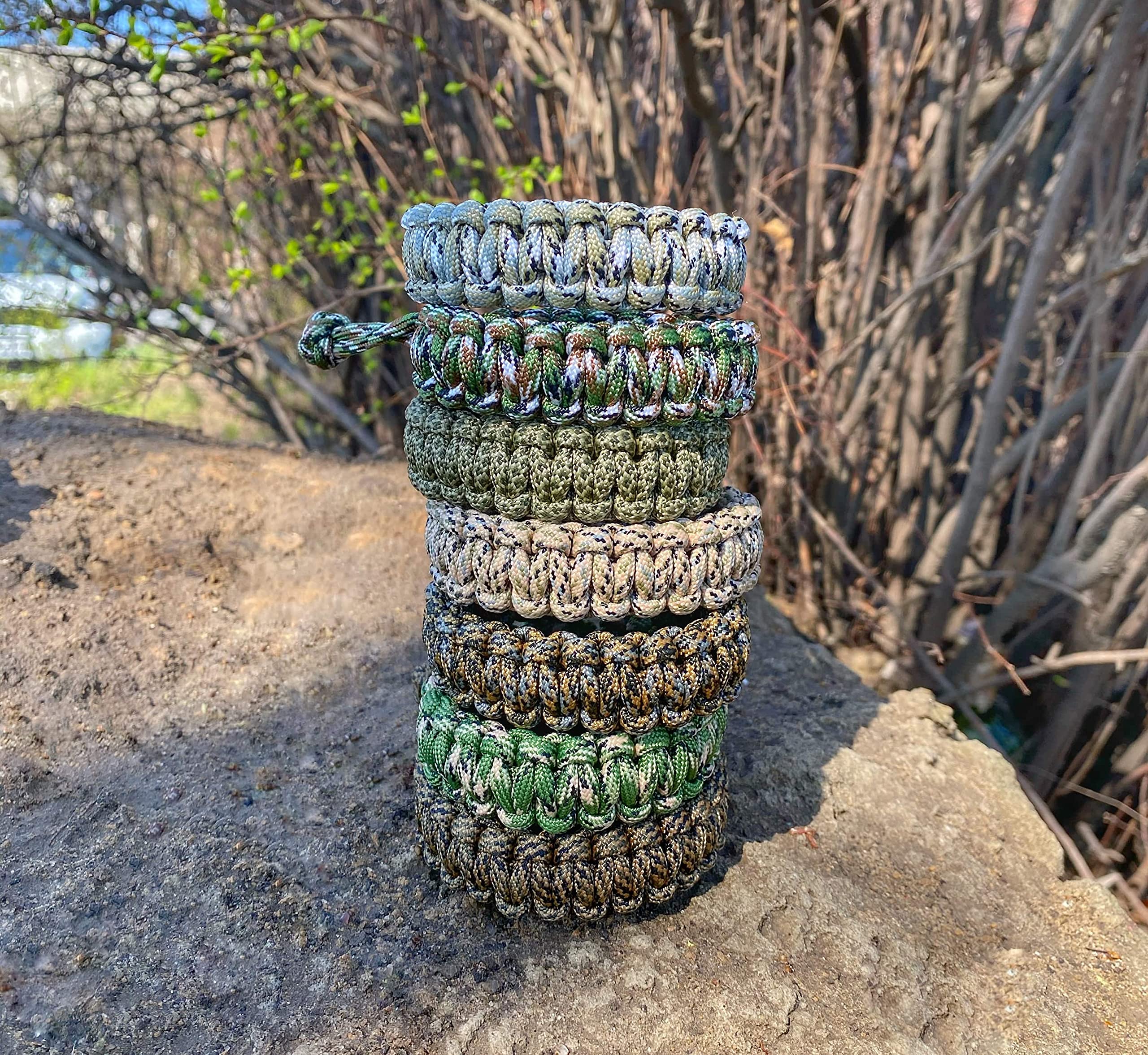 Cuerda de paracaídas de 4 mm, Juego de Colores Militares aleatorios (6 x 5 m y 5 x 10 m), Ideal para Camping, Supervivencia, al Aire Libre, Manualidades, Bricolaje, Cuerda 100% Nailon de 4 mm,